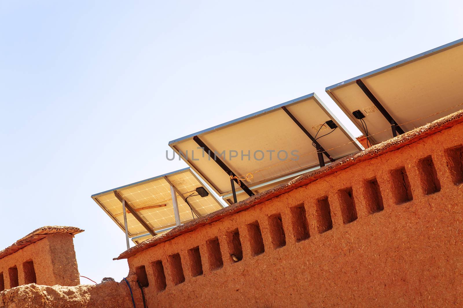 solar panel with desert house by pixinoo