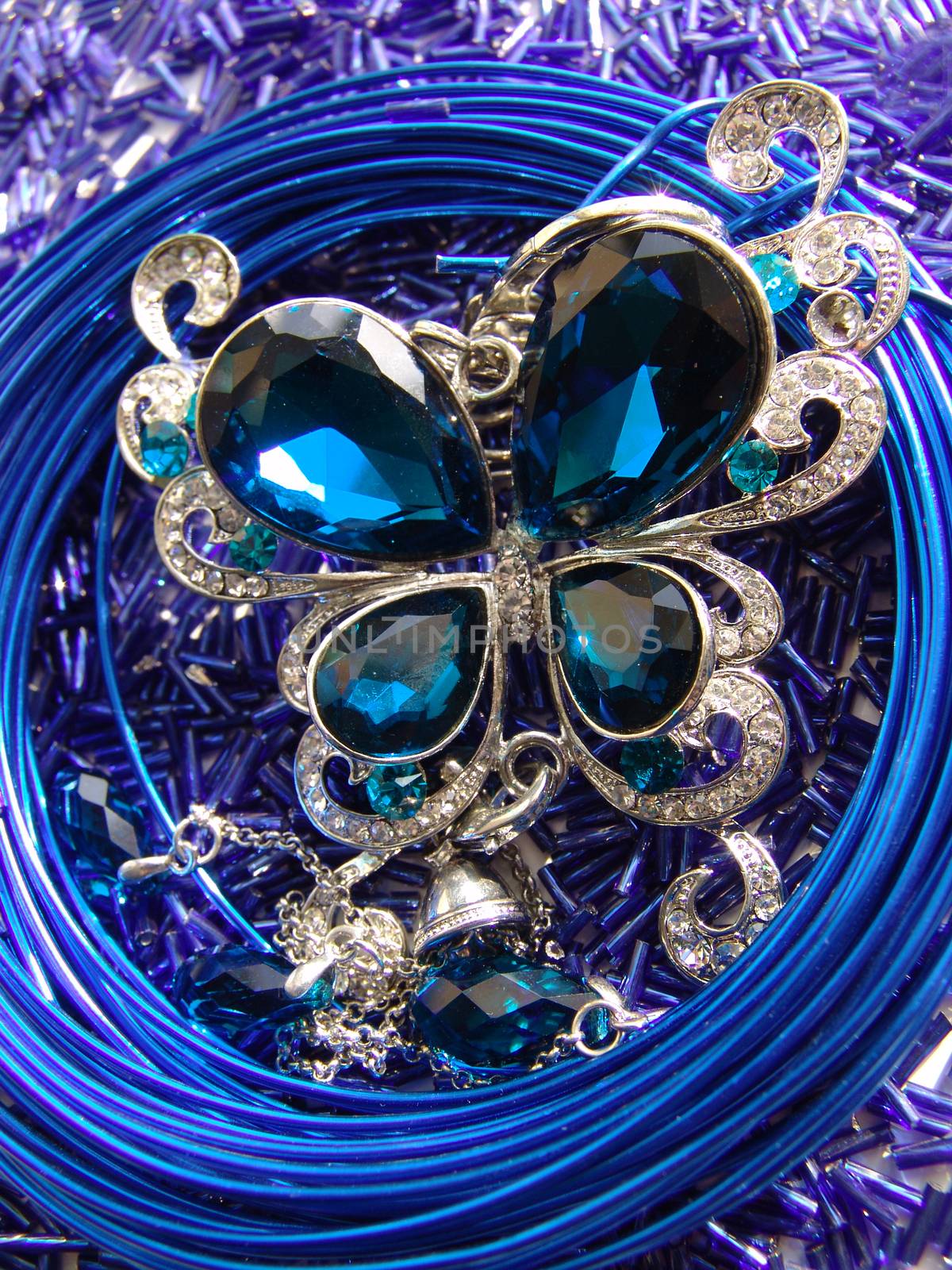 Costume jewelery in blue color