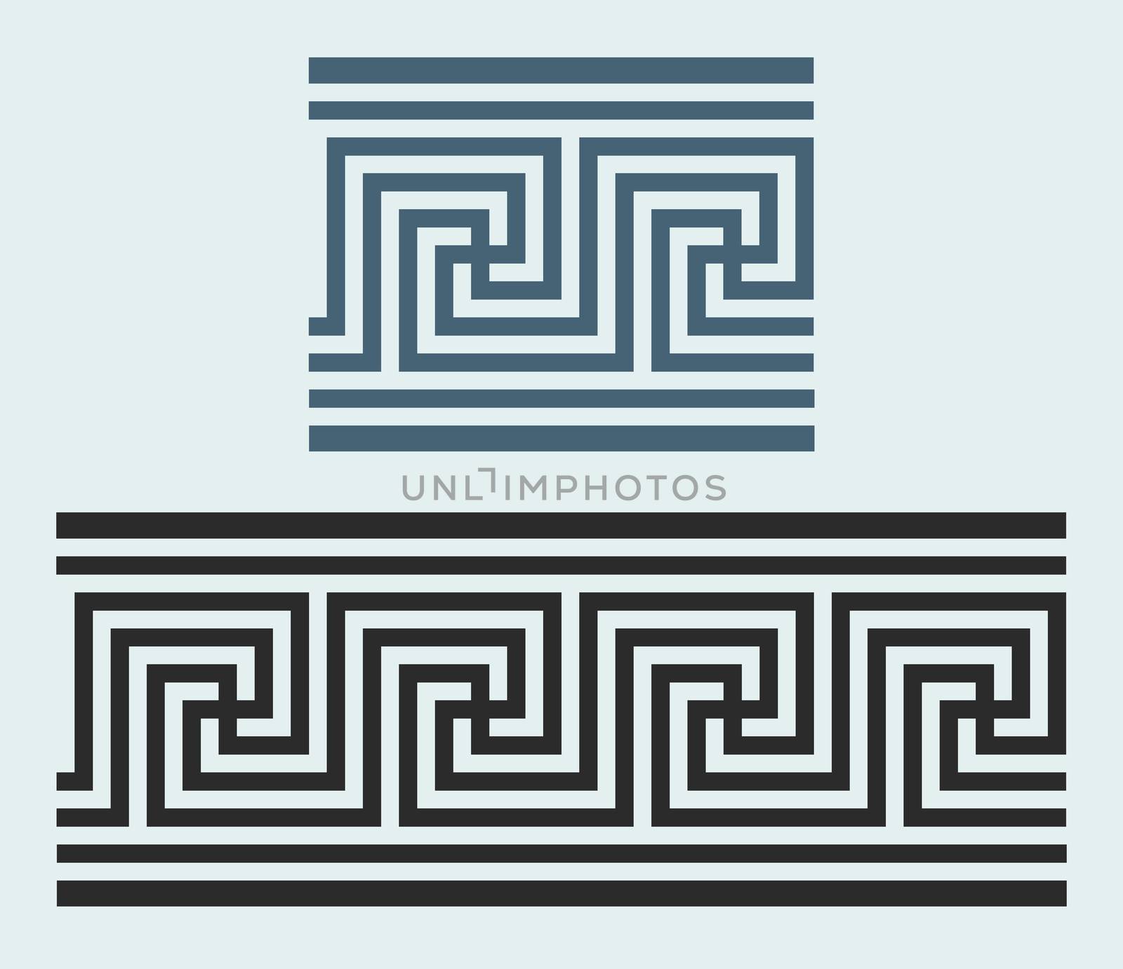 Greek traditional meander border set. Vector antique frame pack. Decoration element patterns