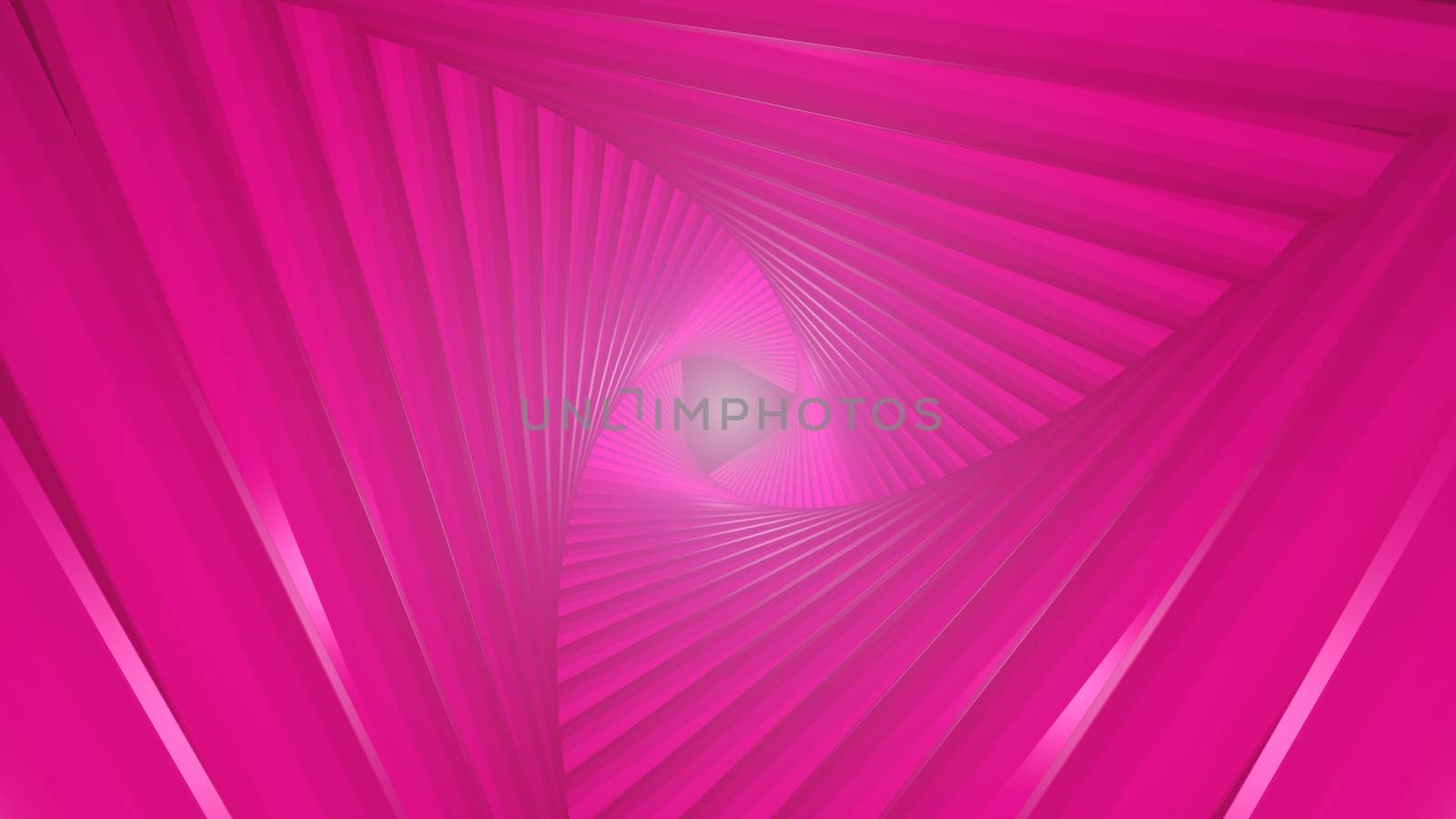 Futuristic tunnel consisting of twisted triangles. At the end of the flash. 3d rendering