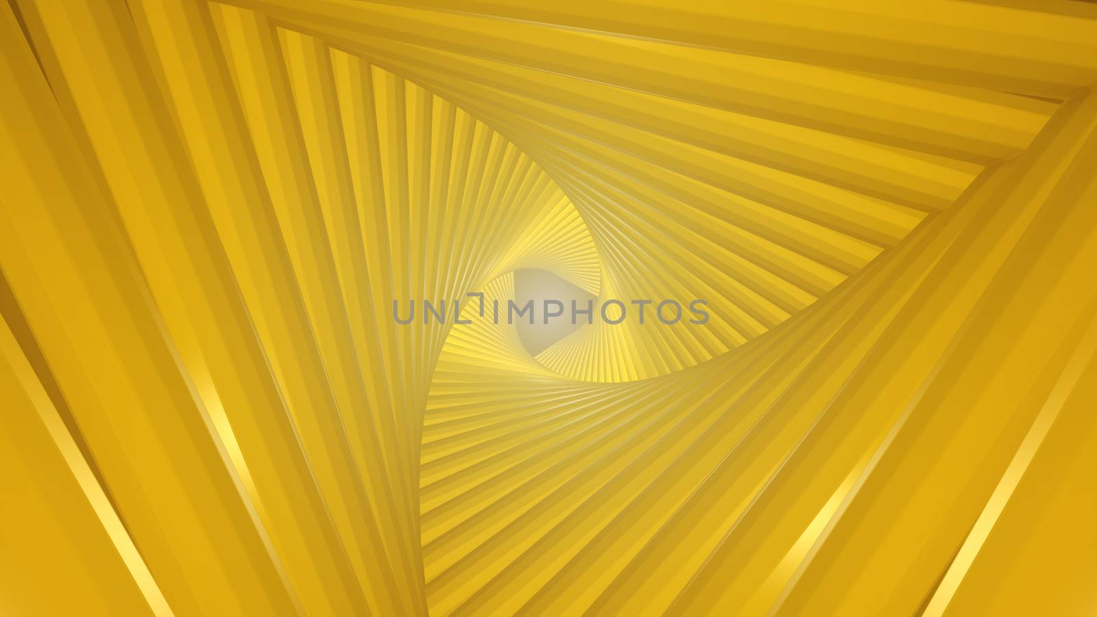 Futuristic tunnel consisting of twisted triangles. At the end of the flash. 3d rendering