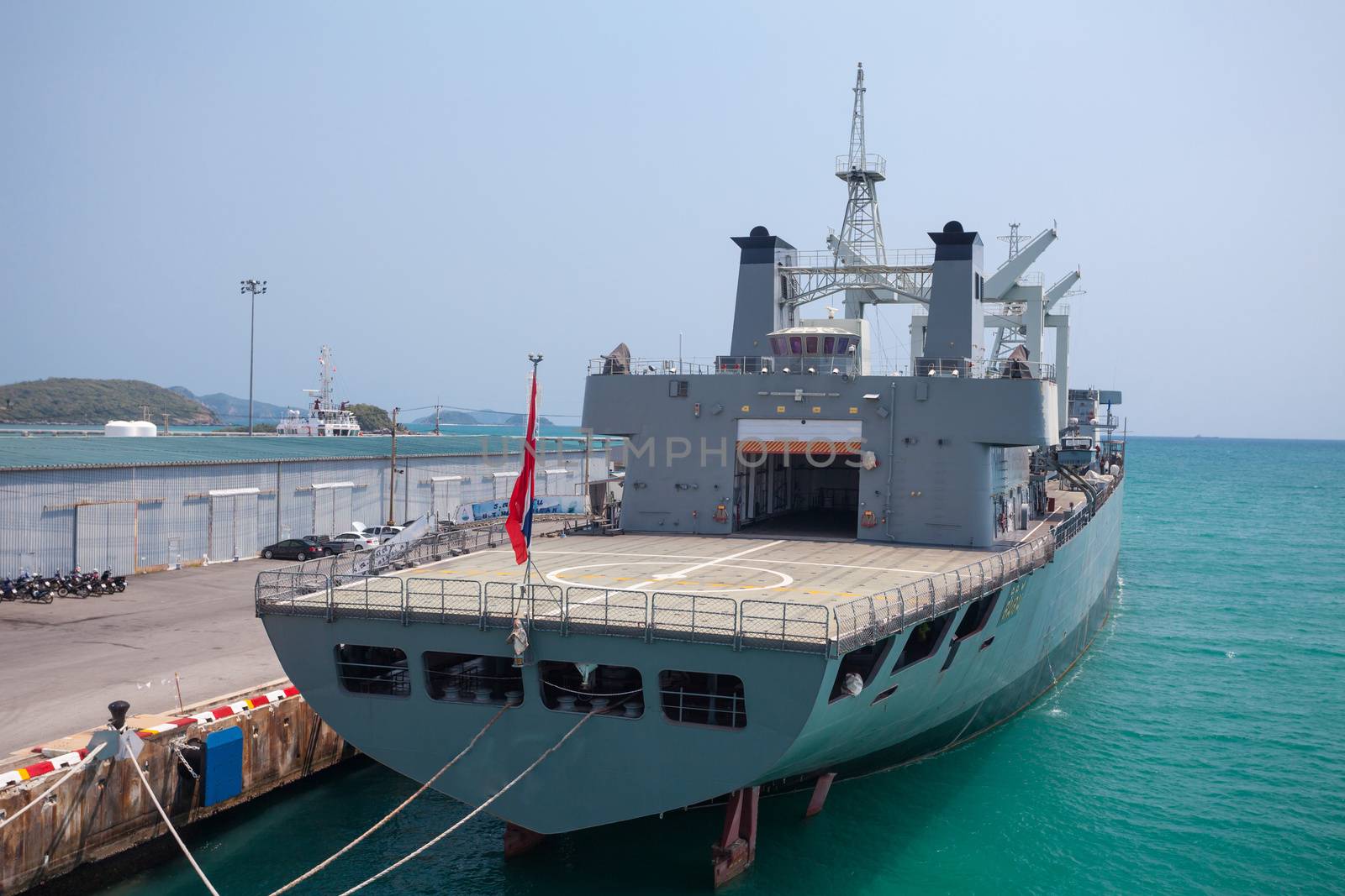 old military ship with blue sky