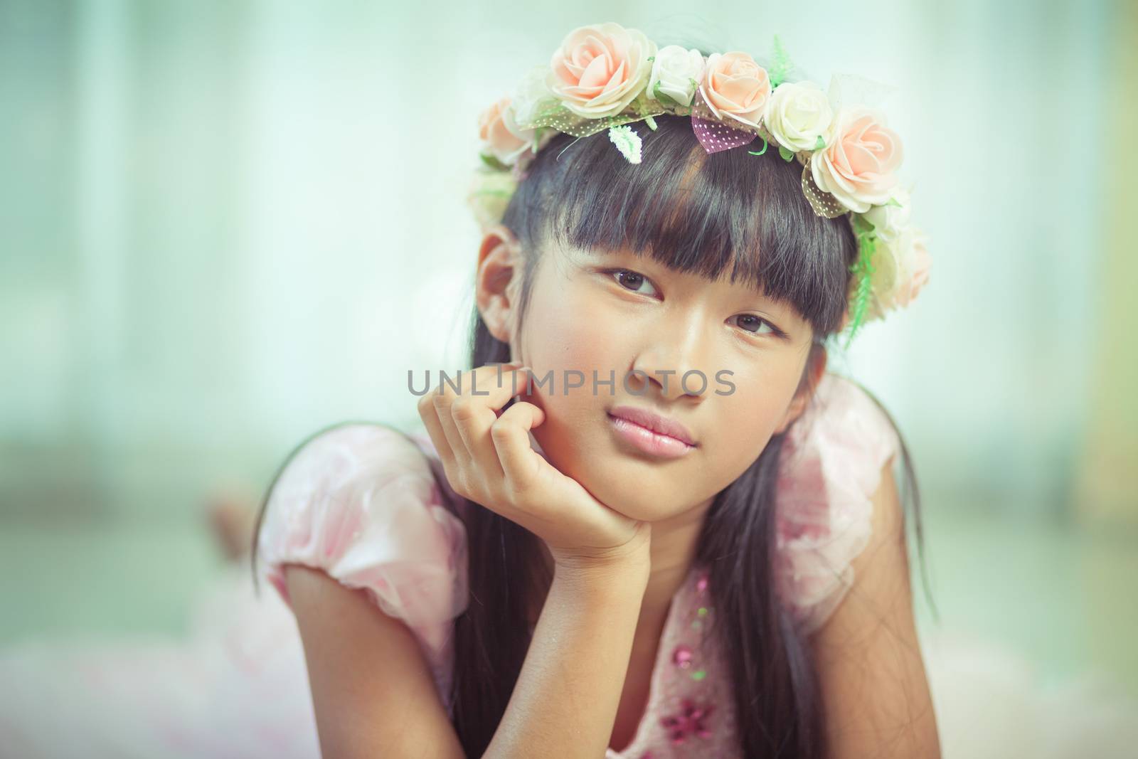 Portrait of a beautiful asian girl by witthaya