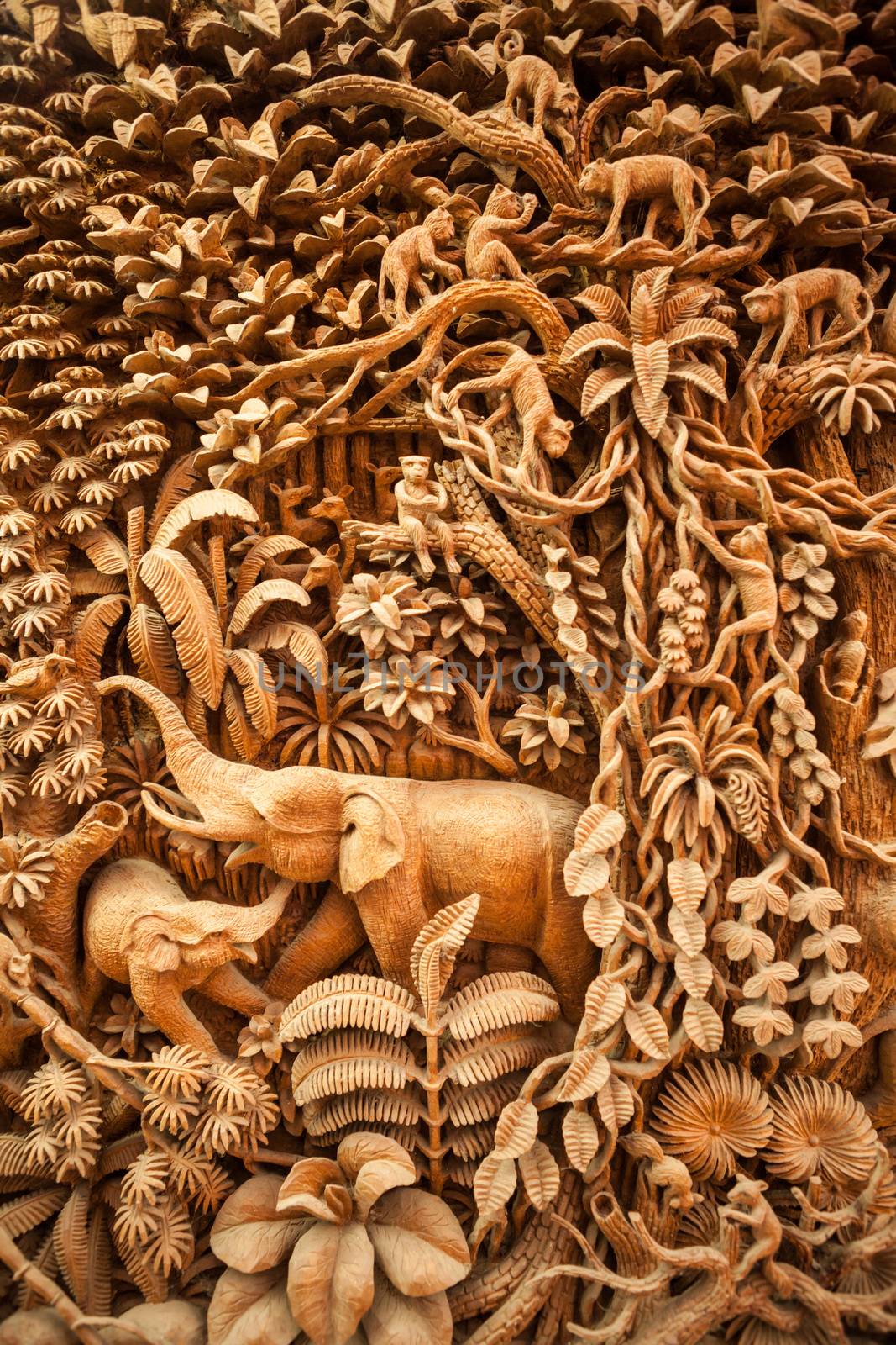 Carved Thai animals by witthaya