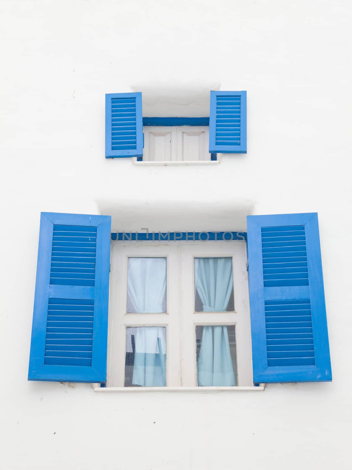 Santorini Greek style blue closed open windows