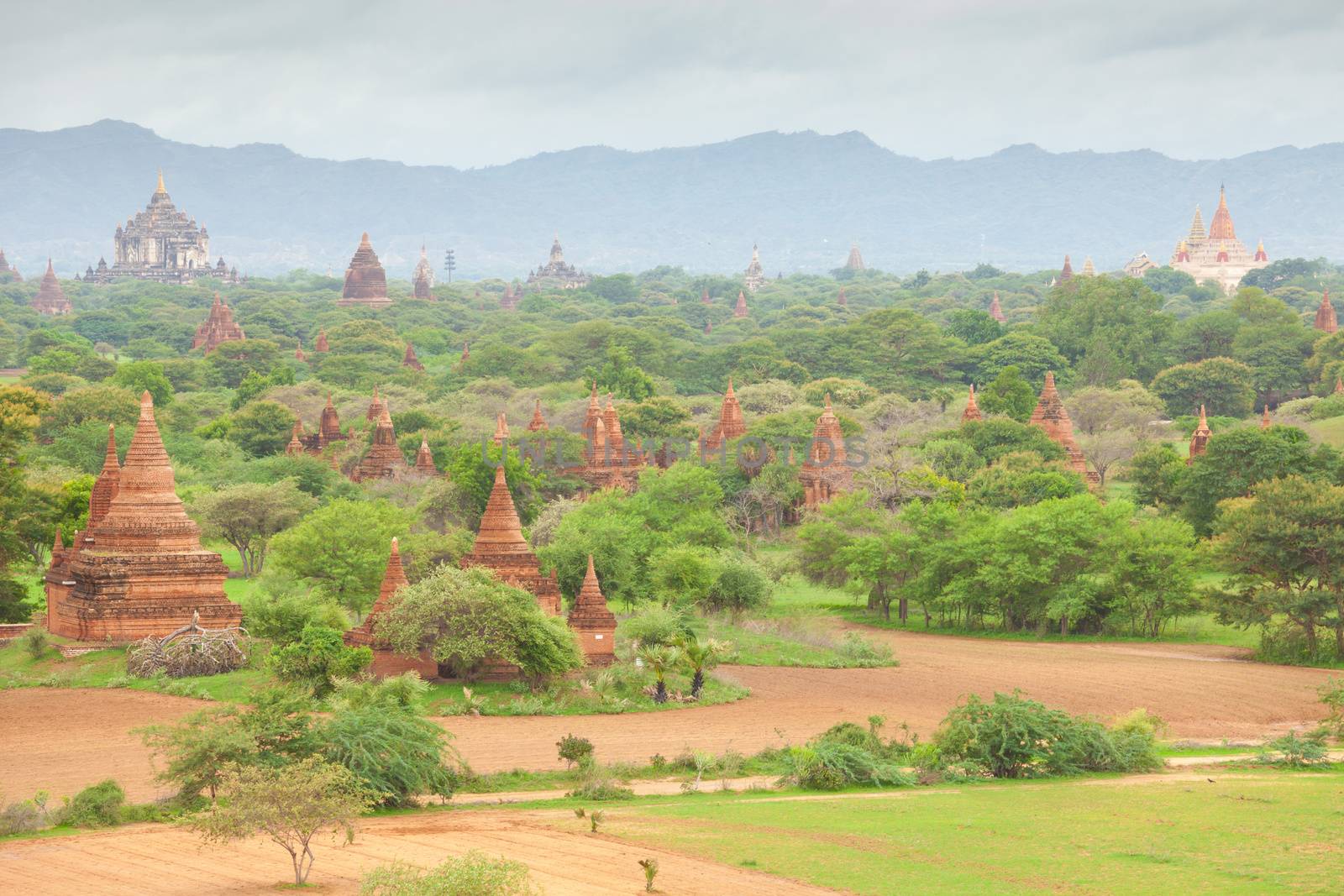 Ancient pagodas in Bagan Mandalay, Myanmar by witthaya