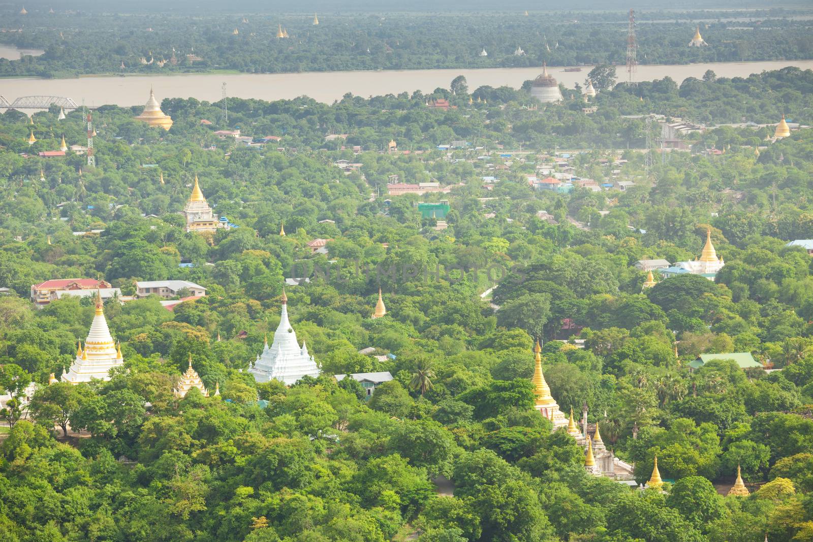 Pagodas in Mandalay, Myanmar by witthaya