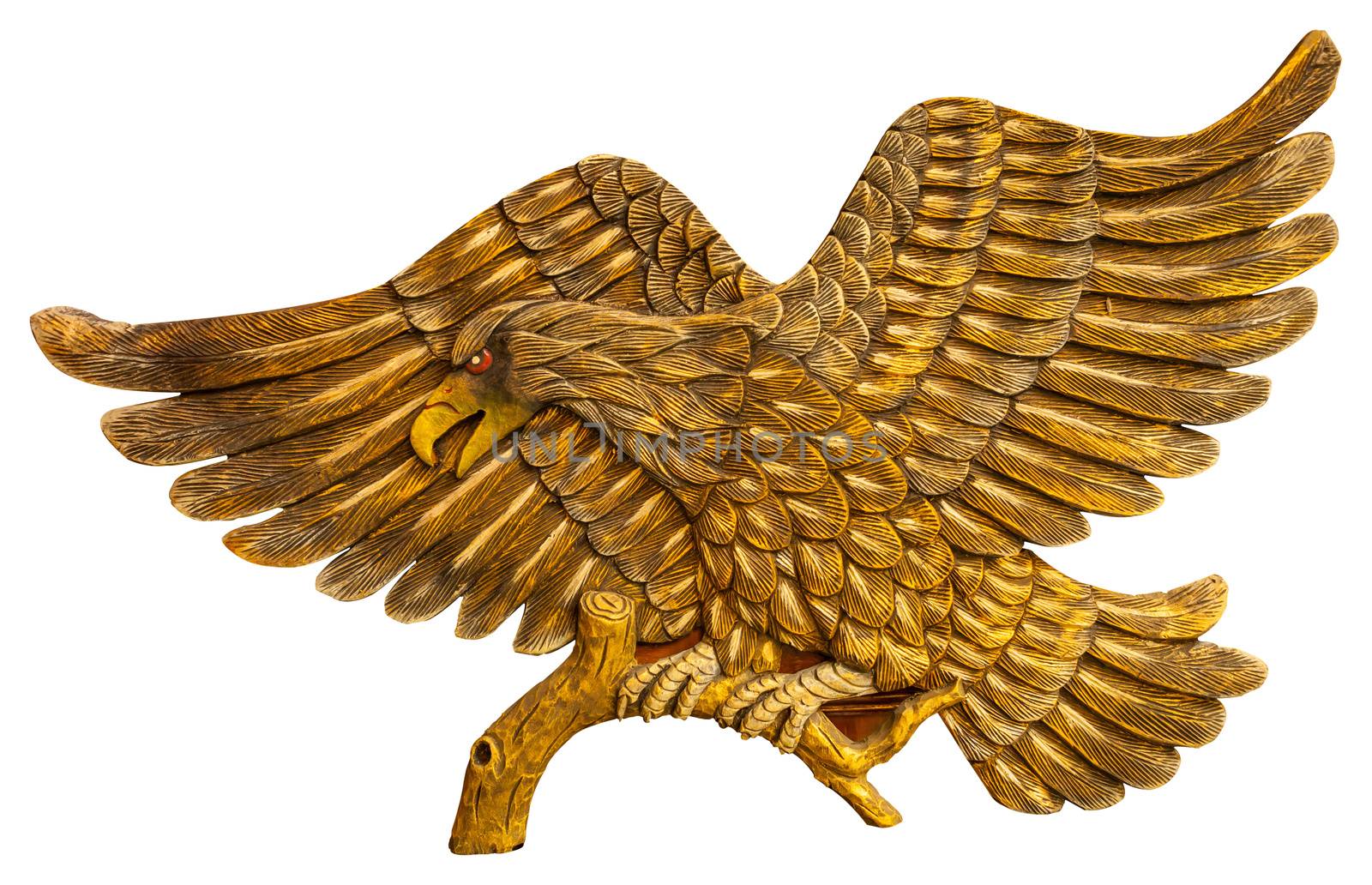 Thai style golden bird carving isolated by witthaya