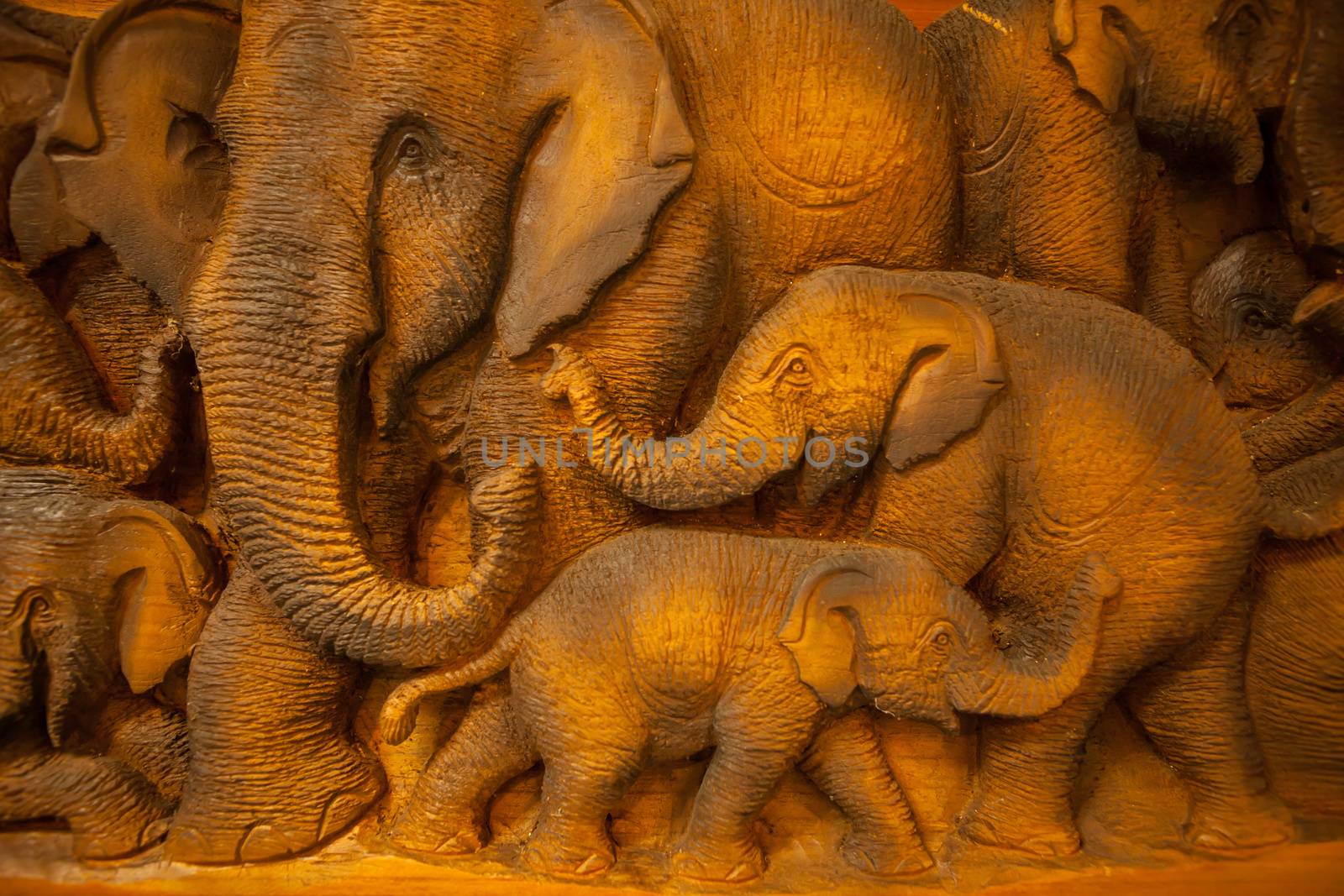 Carved Thai elephant by witthaya