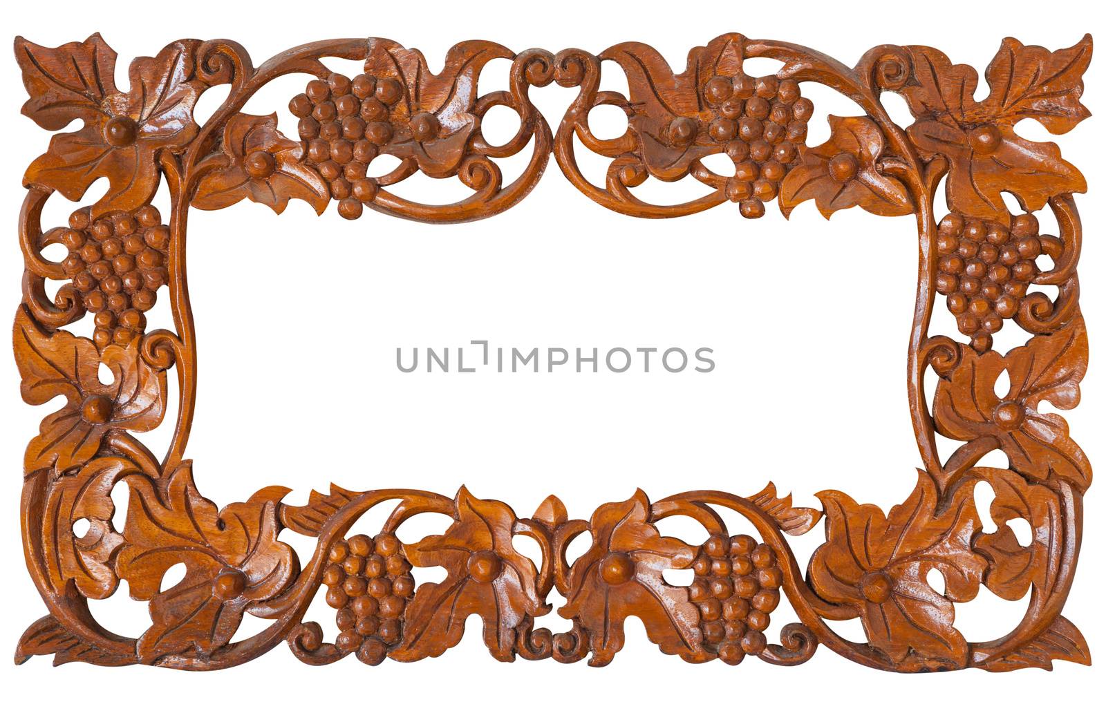 Pattern of wood frame carve flower on white background