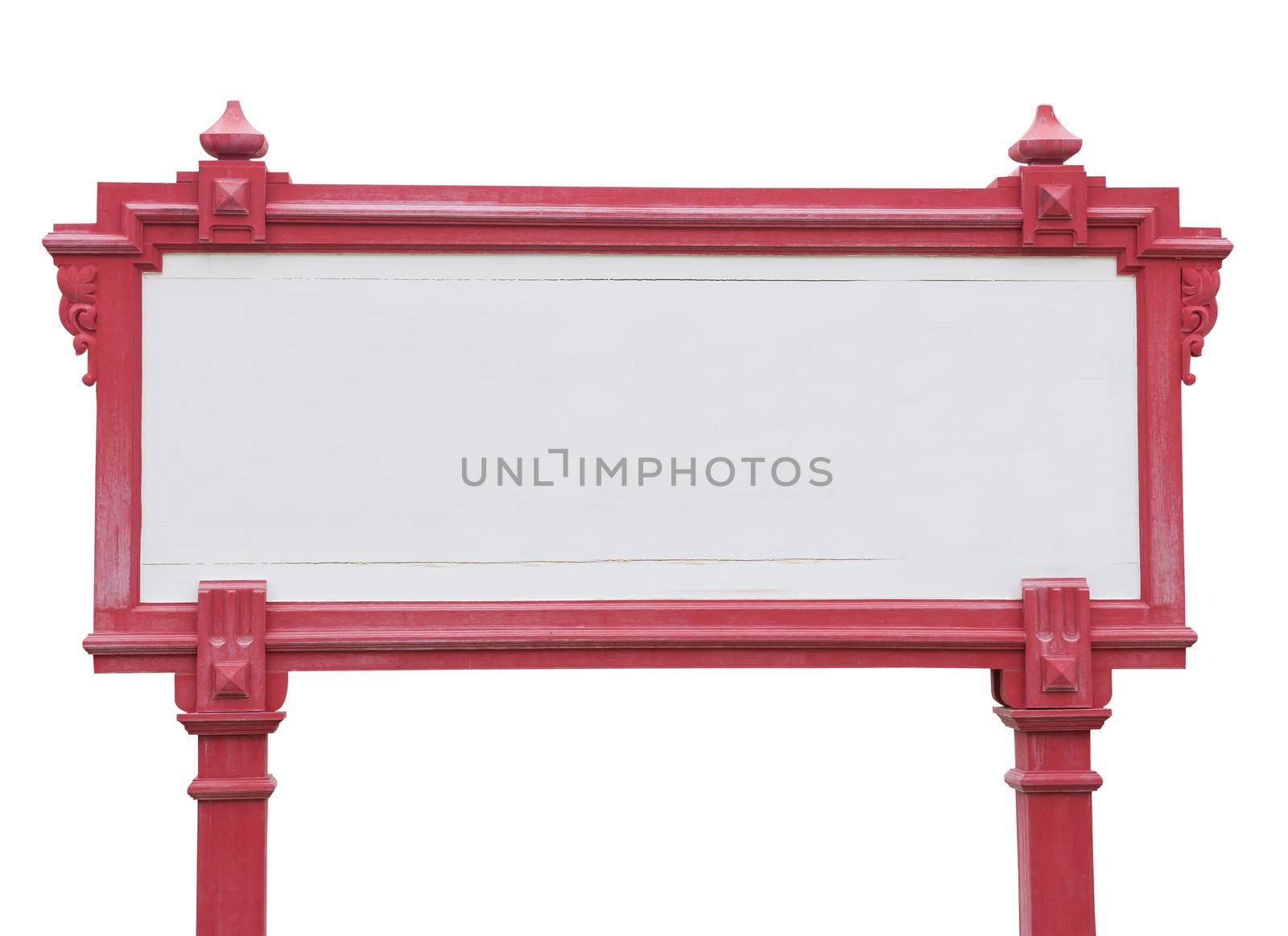 Red Wood frame isolated on white background