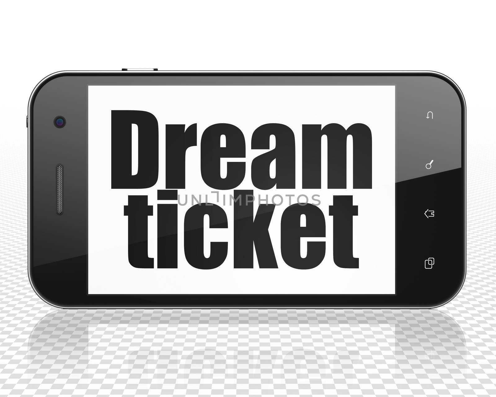 Finance concept: Smartphone with Dream Ticket on display by maxkabakov