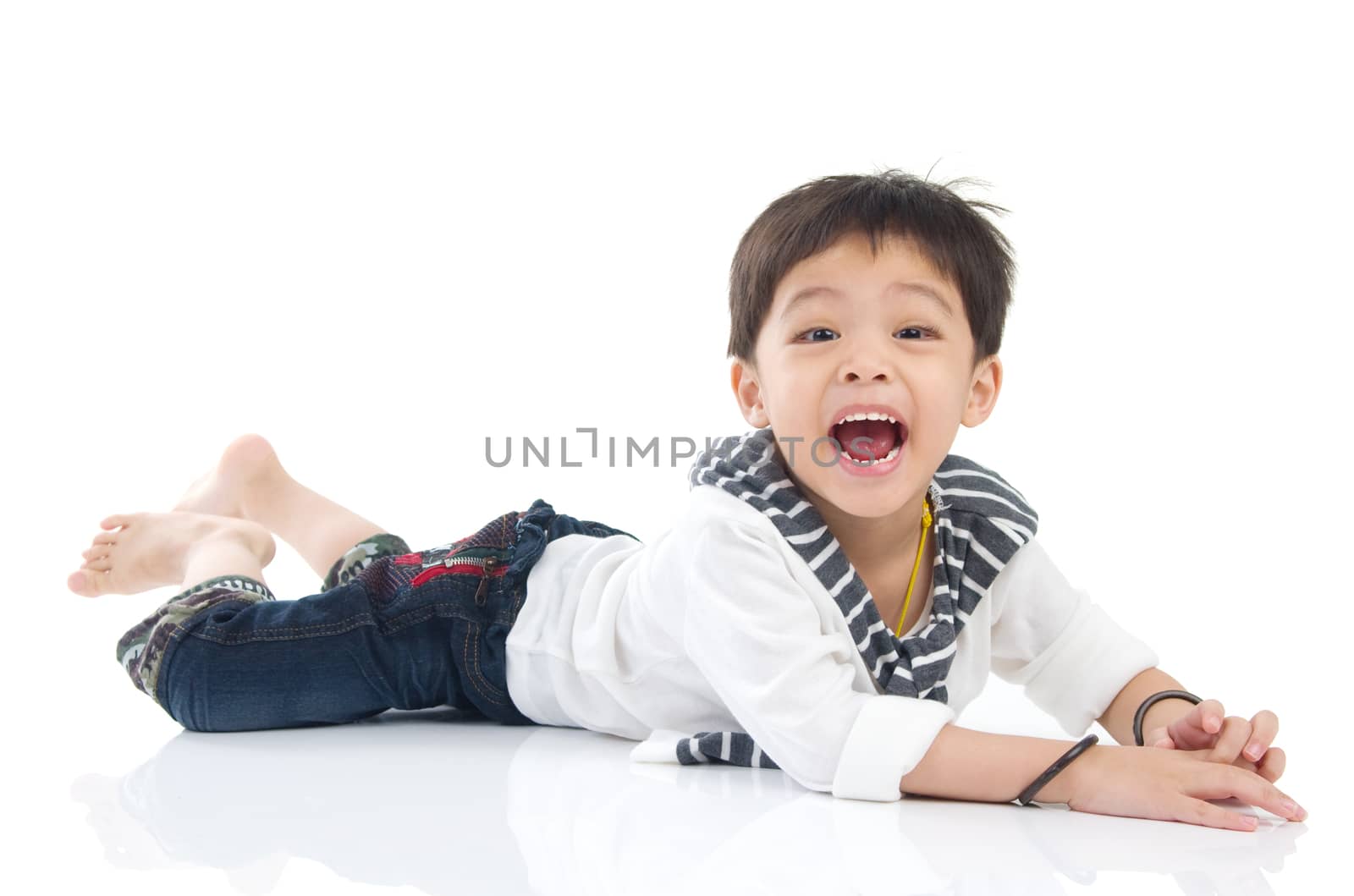 asian boy isolated on white background