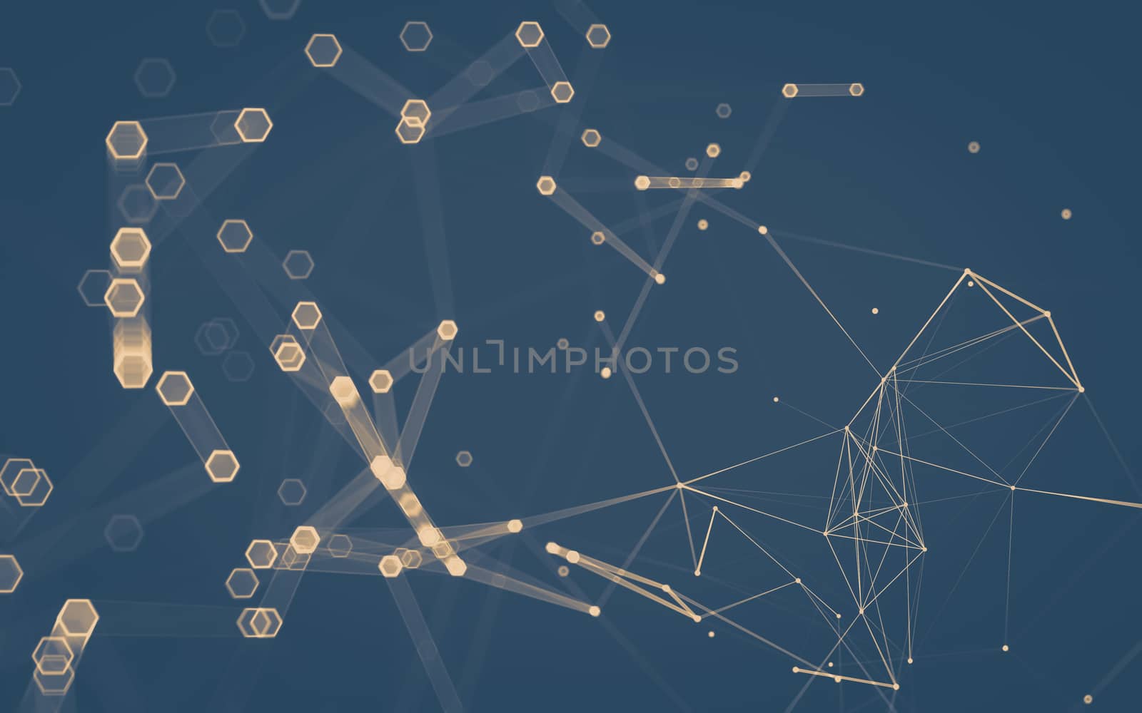 Abstract polygonal space low poly dark background with connecting dots and lines. Connection structure. 3d rendering