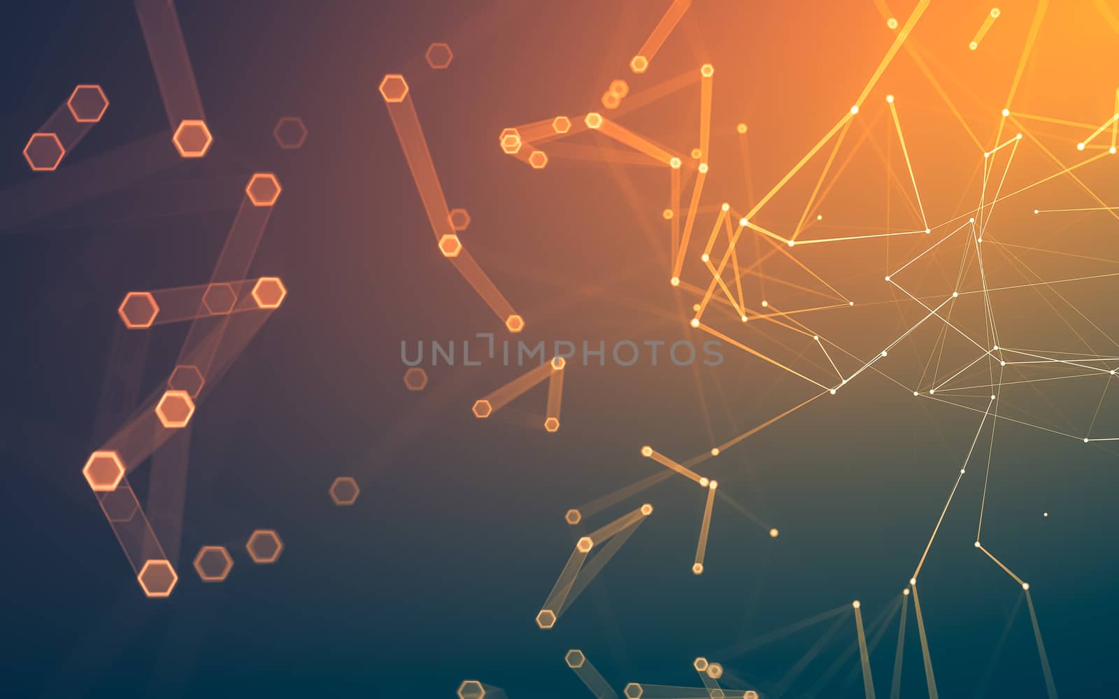 Abstract polygonal space low poly dark background with connecting dots and lines. Connection structure. 3d rendering