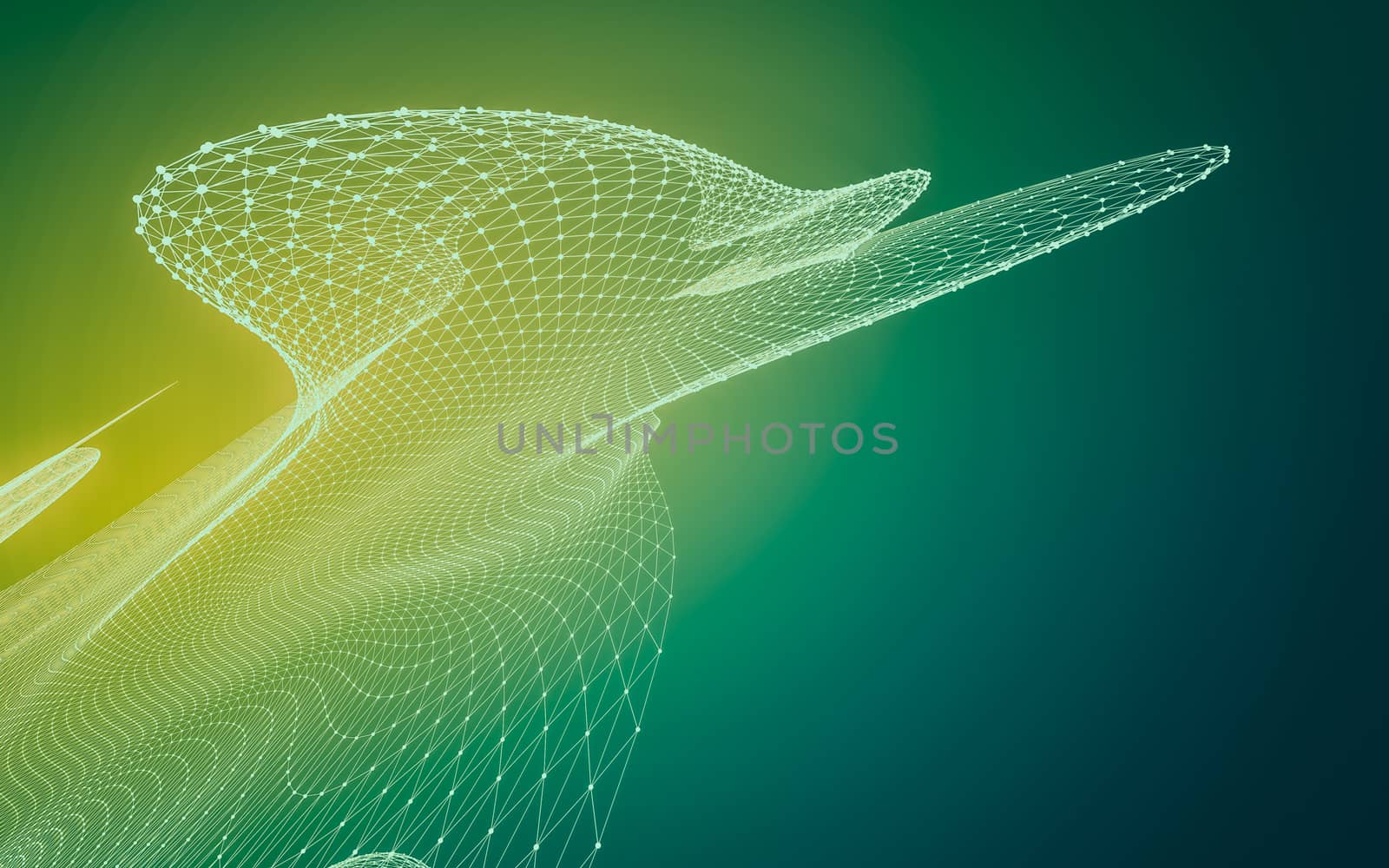 Abstract polygonal space low poly dark background with connecting dots and lines. Connection structure. 3d rendering