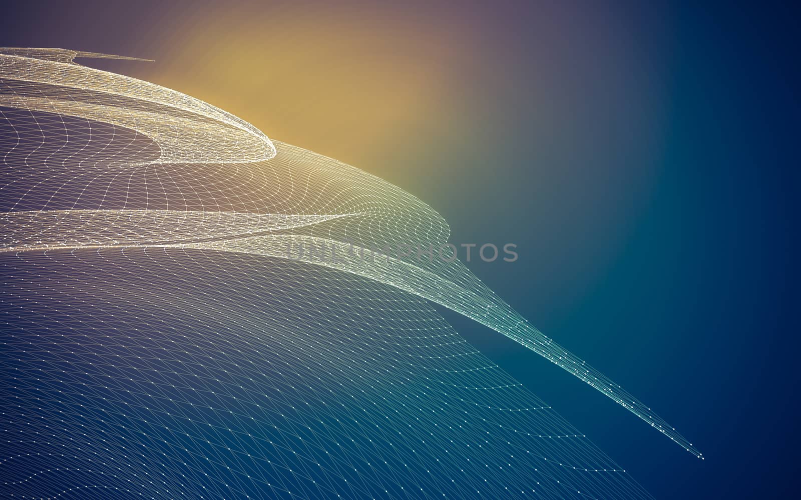 Abstract polygonal space low poly dark background with connecting dots and lines. Connection structure. 3d rendering