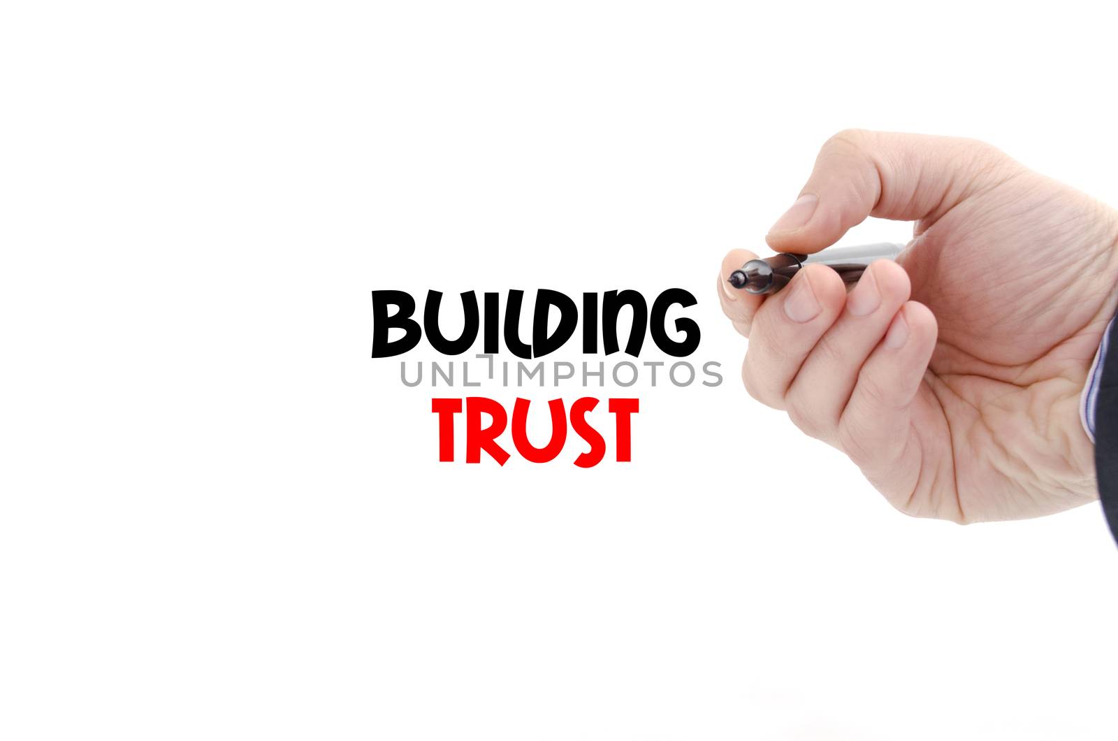 Building trust text concept isolated over white background