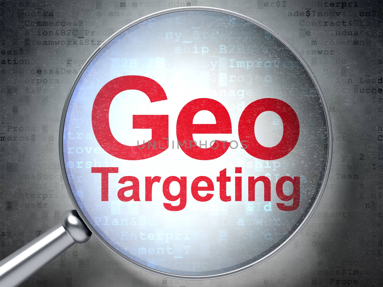 Finance concept: Geo Targeting with optical glass by maxkabakov