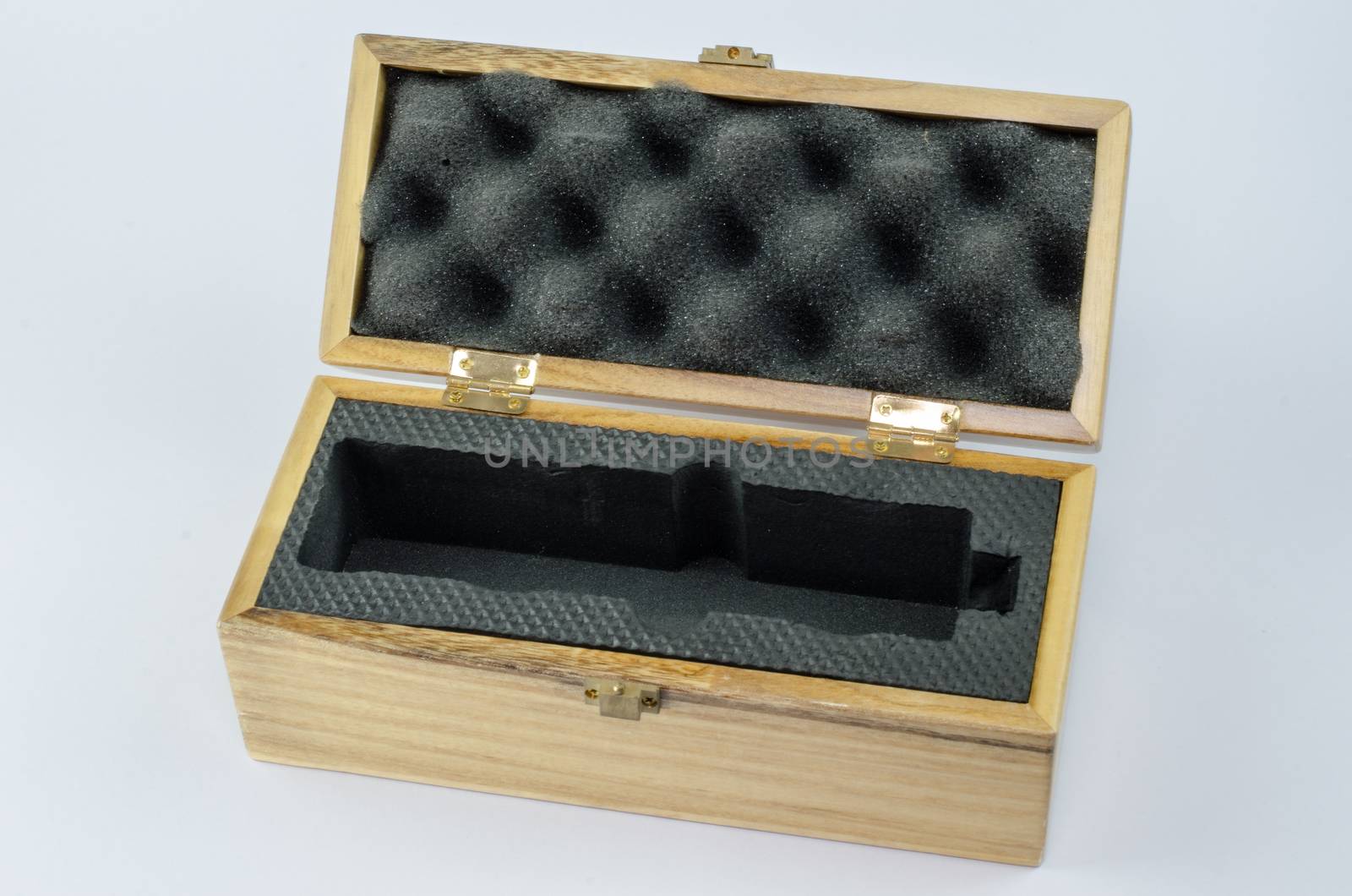 open wooden box isolated