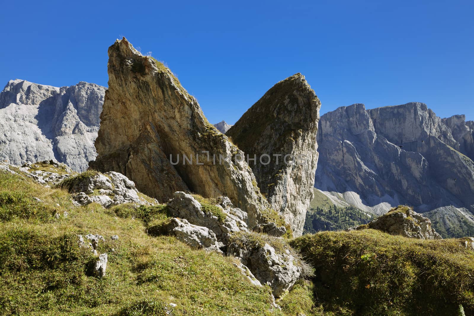Giant rocks in Val di Gardena, Dolomites, Italy
