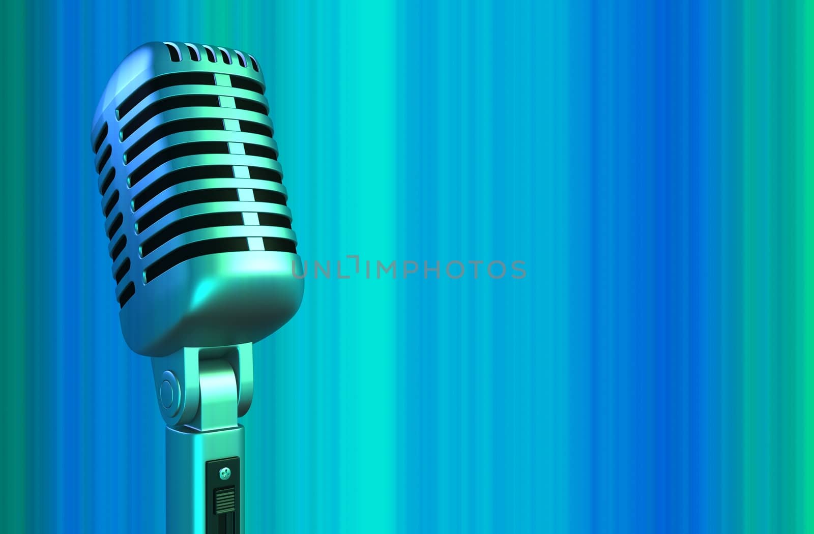 retro microphone on a blue background (3d) 
