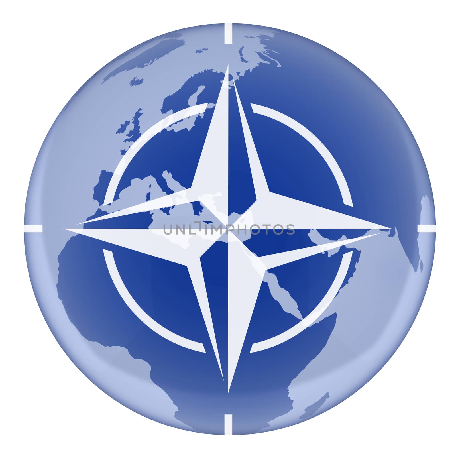 Flag NATO on girdle earth (done 3d,isolated) 