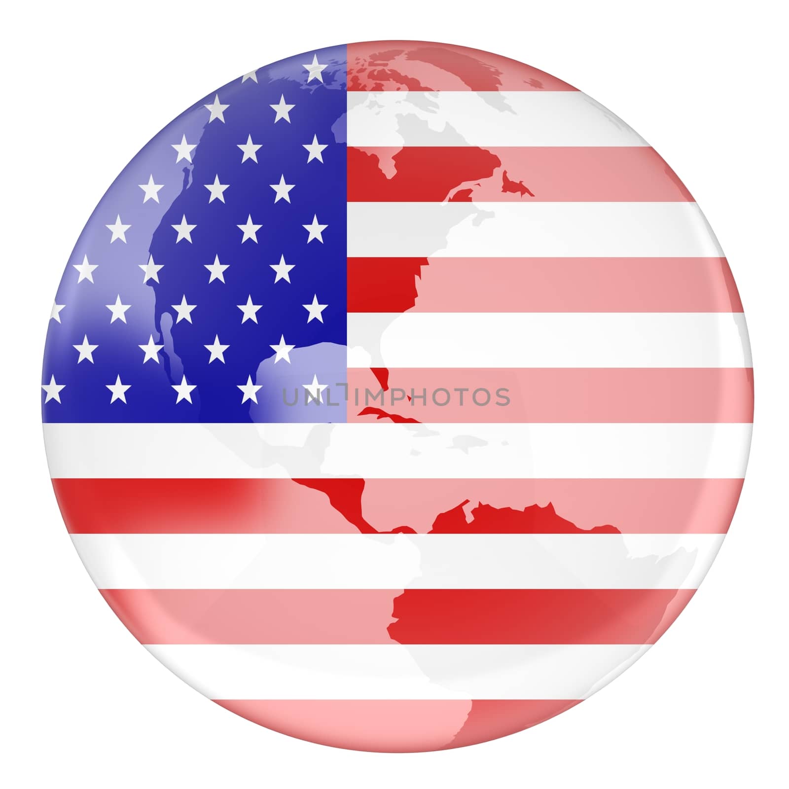 flag USA on girdle earth (done 3d,isolated) 