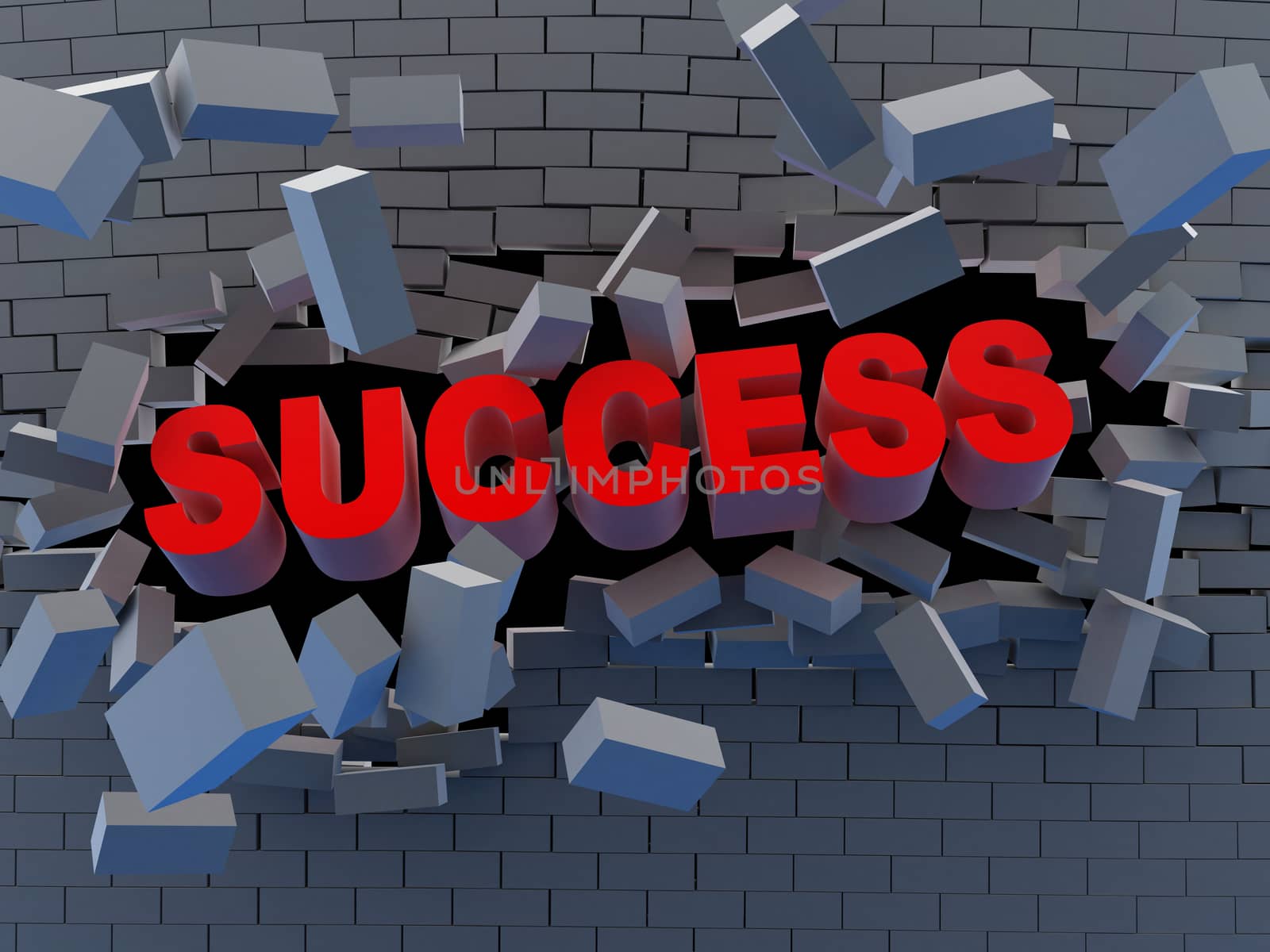 Abstract break wall. Symbol success (done in 3d)