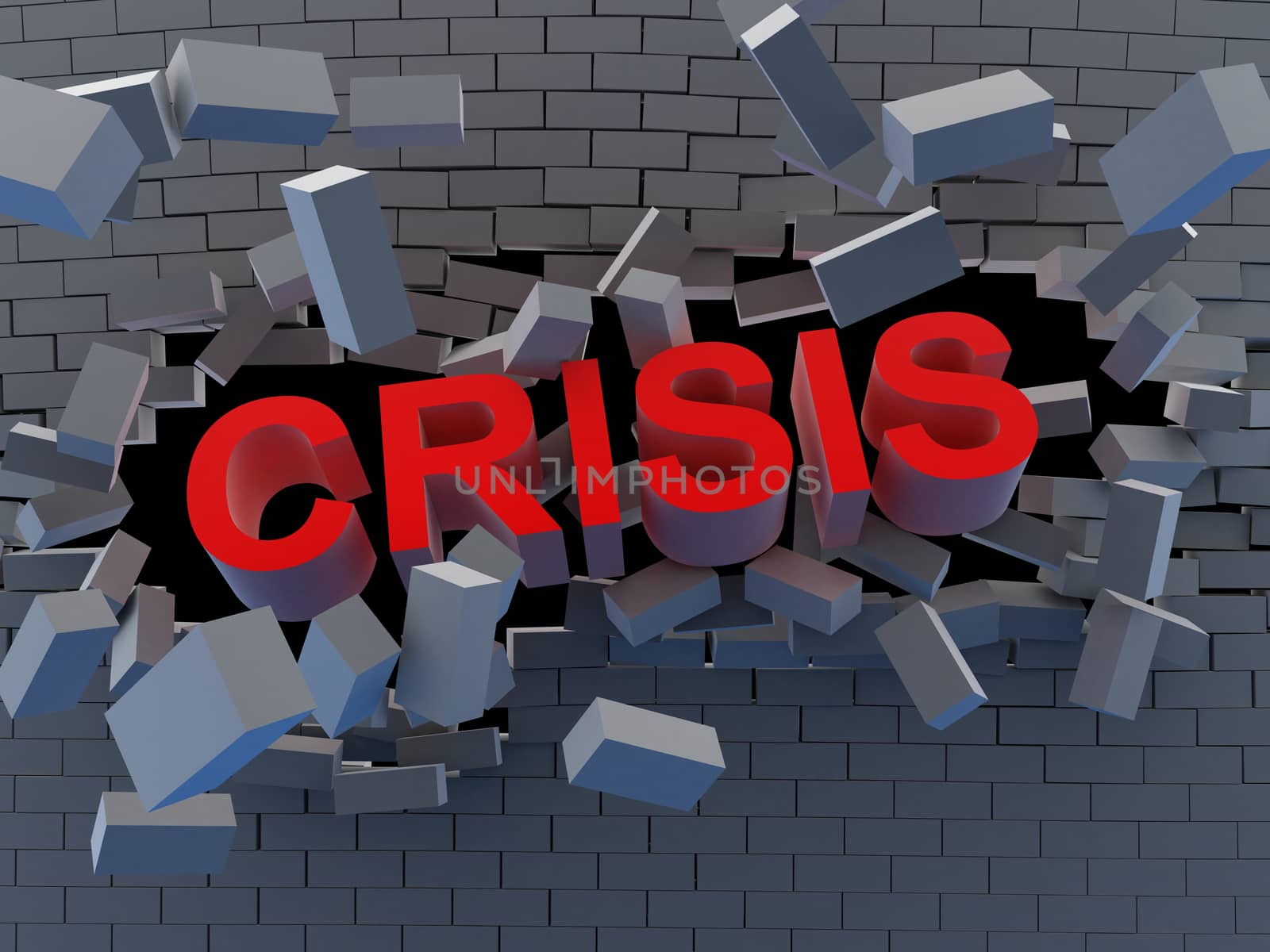 Abstract break wall. Symbol crisis (done in 3d)