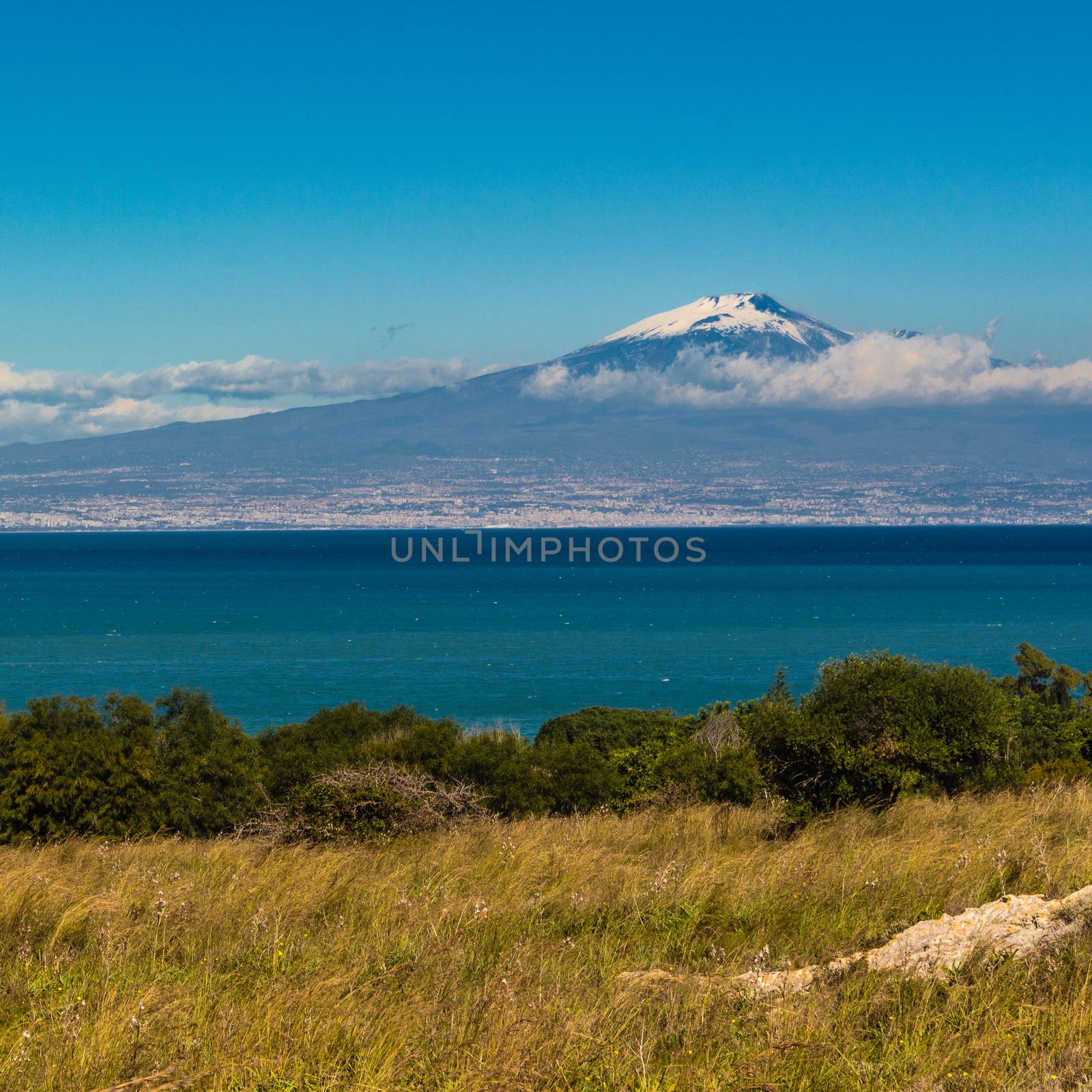 View of volcano Etna from Siracuse - Sicily