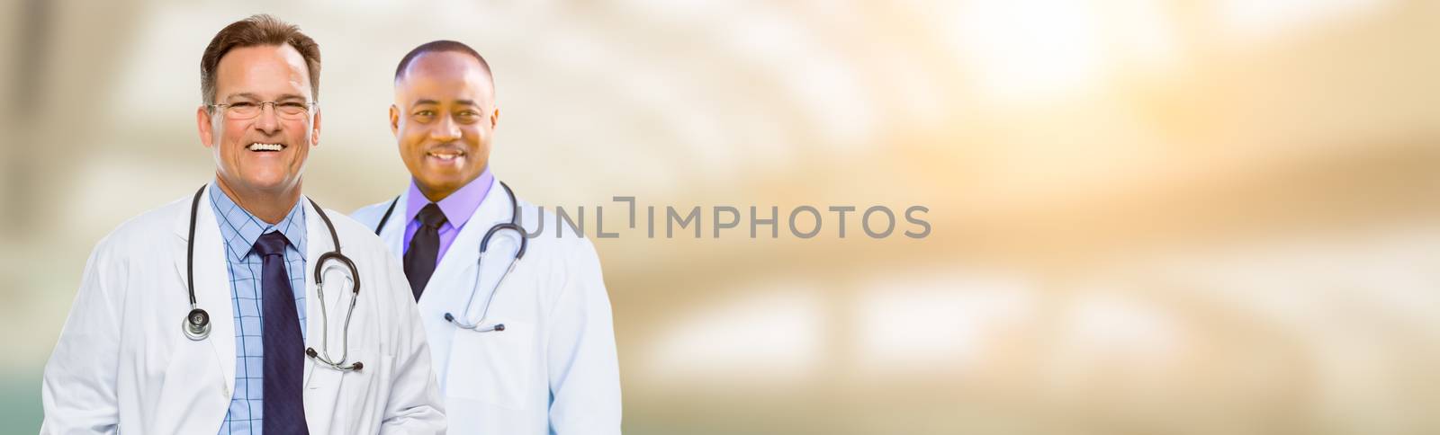 Caucasian and African American Male Doctor, Nurse or Pharmacist  by Feverpitched
