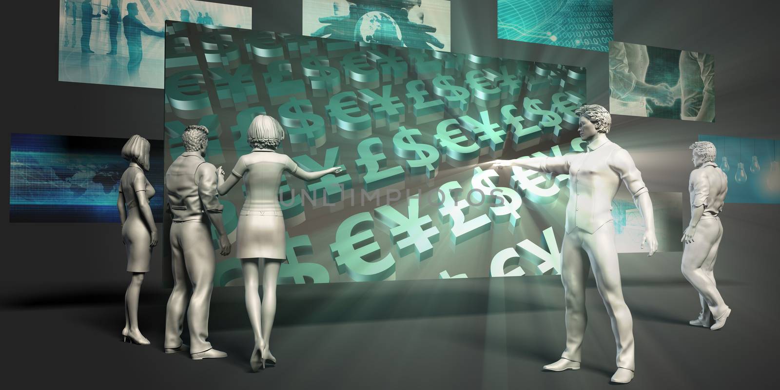 Currency Trading Concept with Virtual Presentation Background