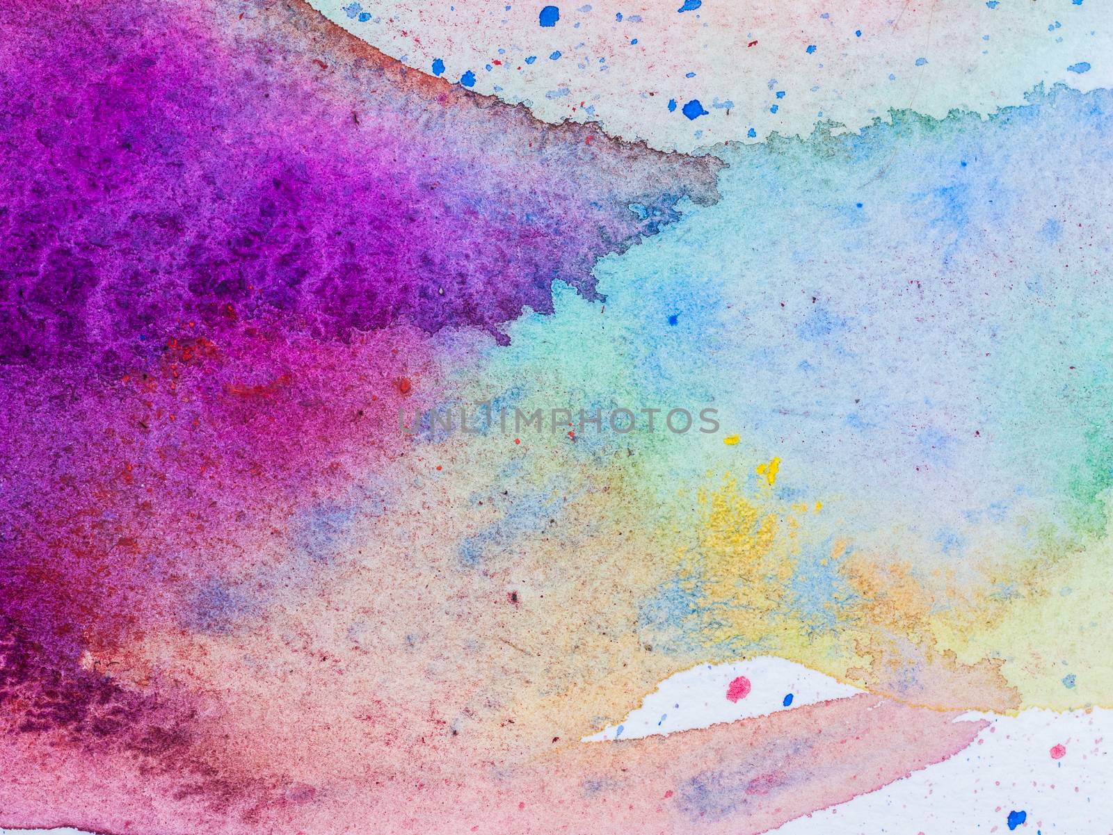 Closeup color and texture of water color on paper