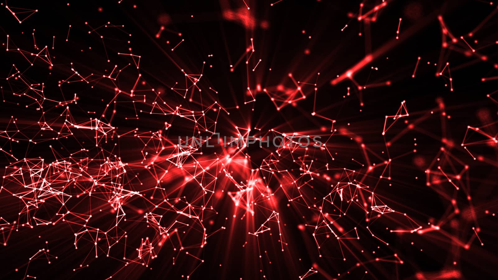 3d rendering abstract connection with shine effect in center. Network connection dots and lines. 8K Ultra HD Resolution