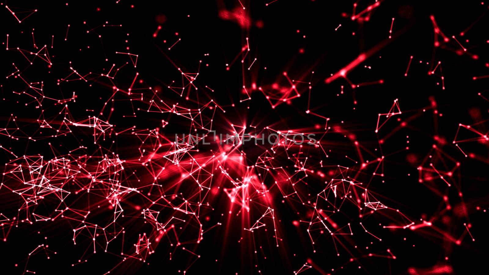 3d rendering abstract connection with shine effect in center. Network connection dots and lines. 8K Ultra HD Resolution