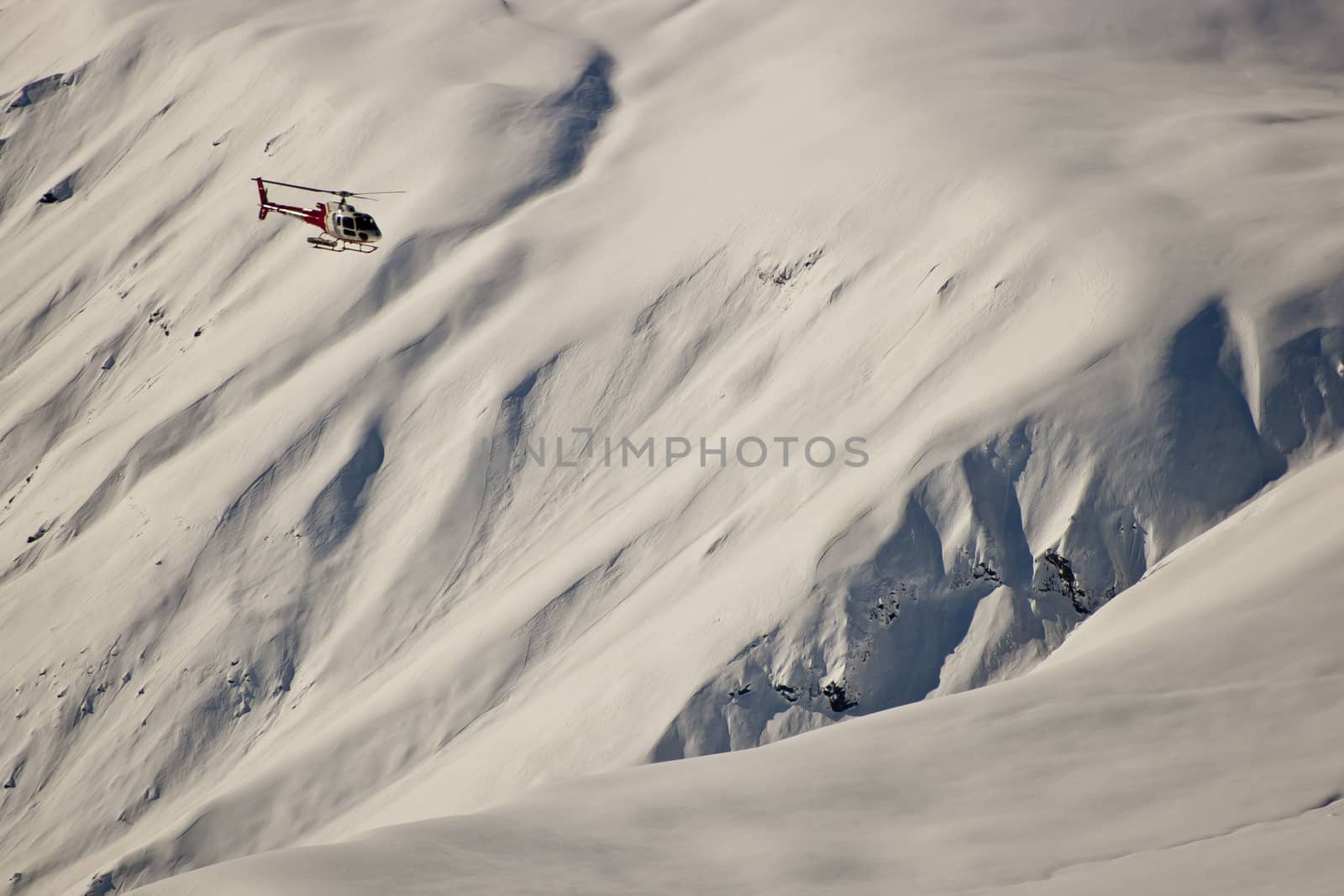 The helicopter in the mountains of Georgia