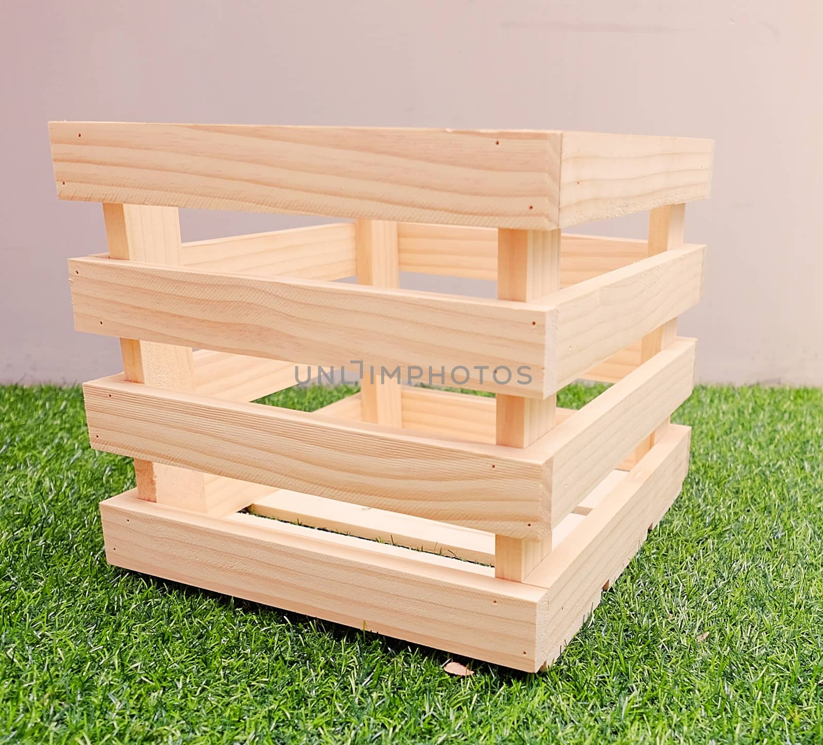 Wooden Box with Green Grass