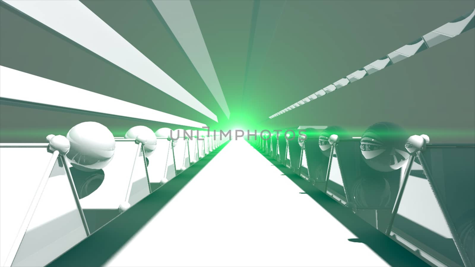 3d rendering Futuristic road tunnel. Technology background with light at the end by nolimit046
