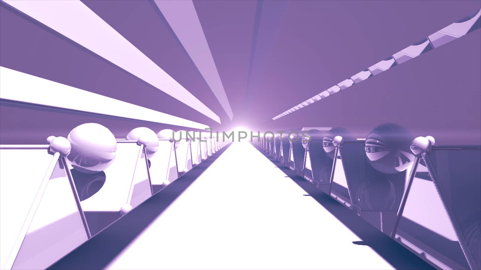 3d rendering Futuristic road tunnel. Technology background with light at the end. 8K Ultra HD Resolution