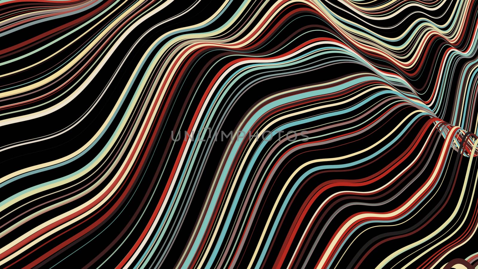 abstract 3d rendering background with colorful wavy lines. 8K Ultra HD Resolution