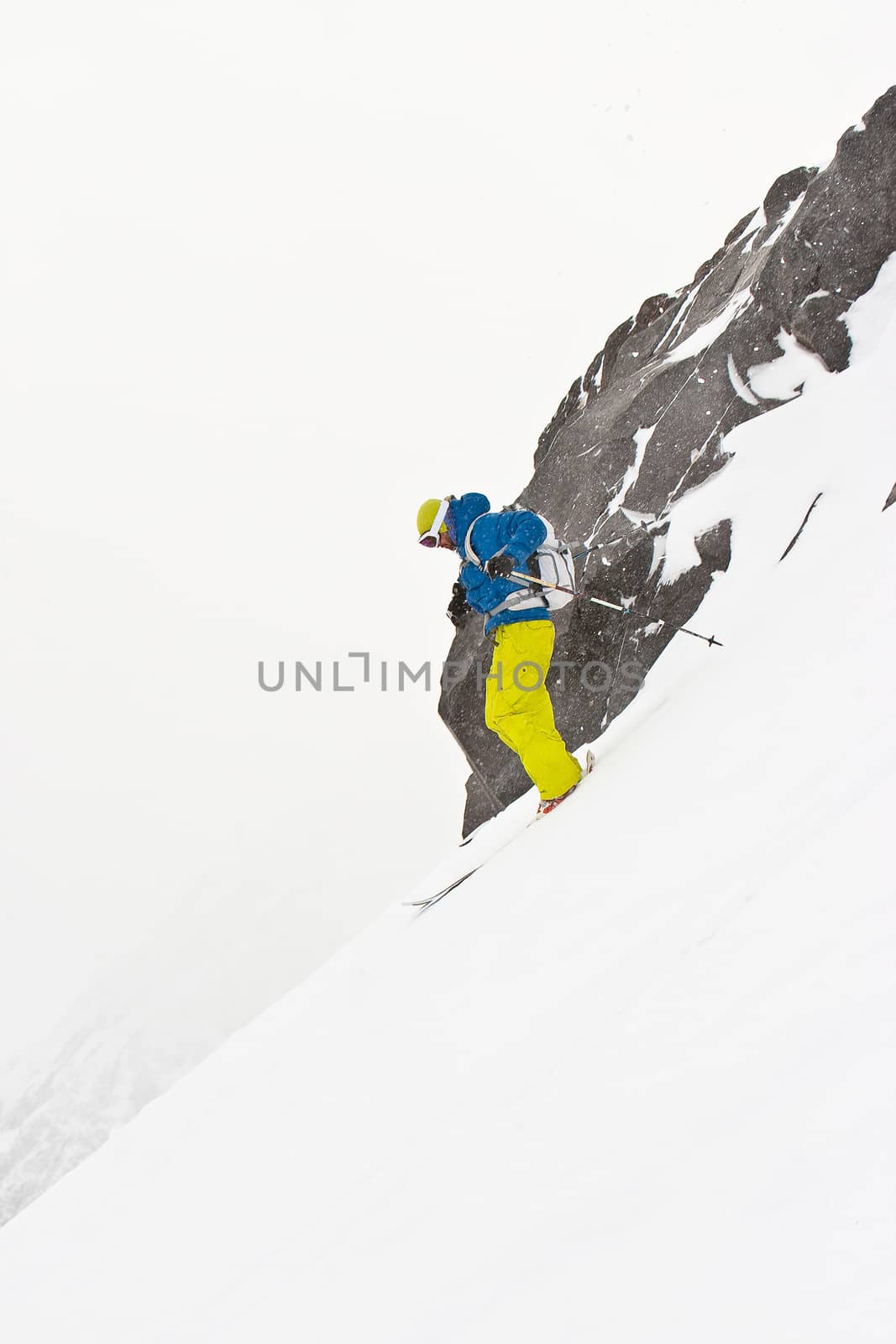 Freerider jumping in a mountains