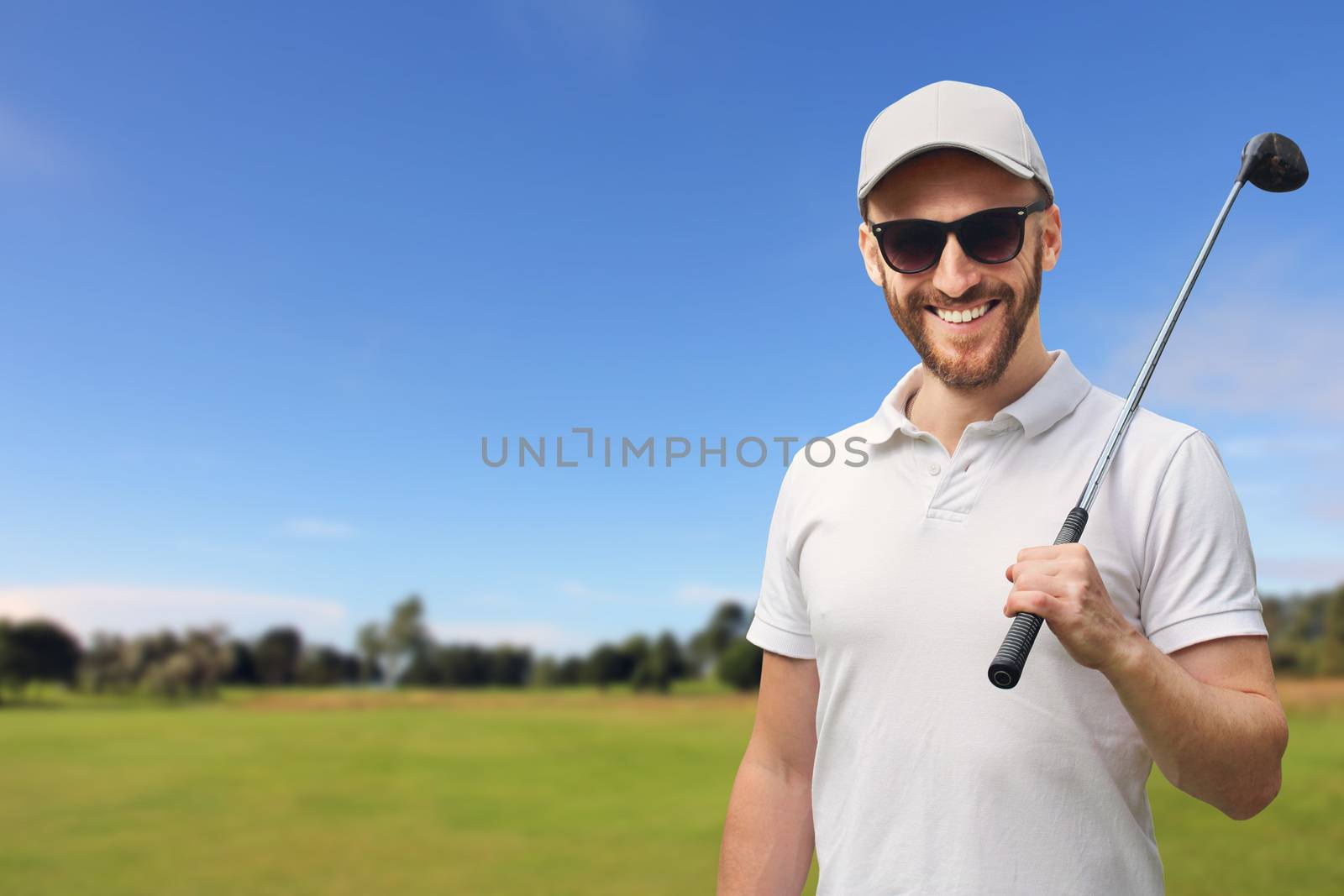 Golfer with golf club by destillat
