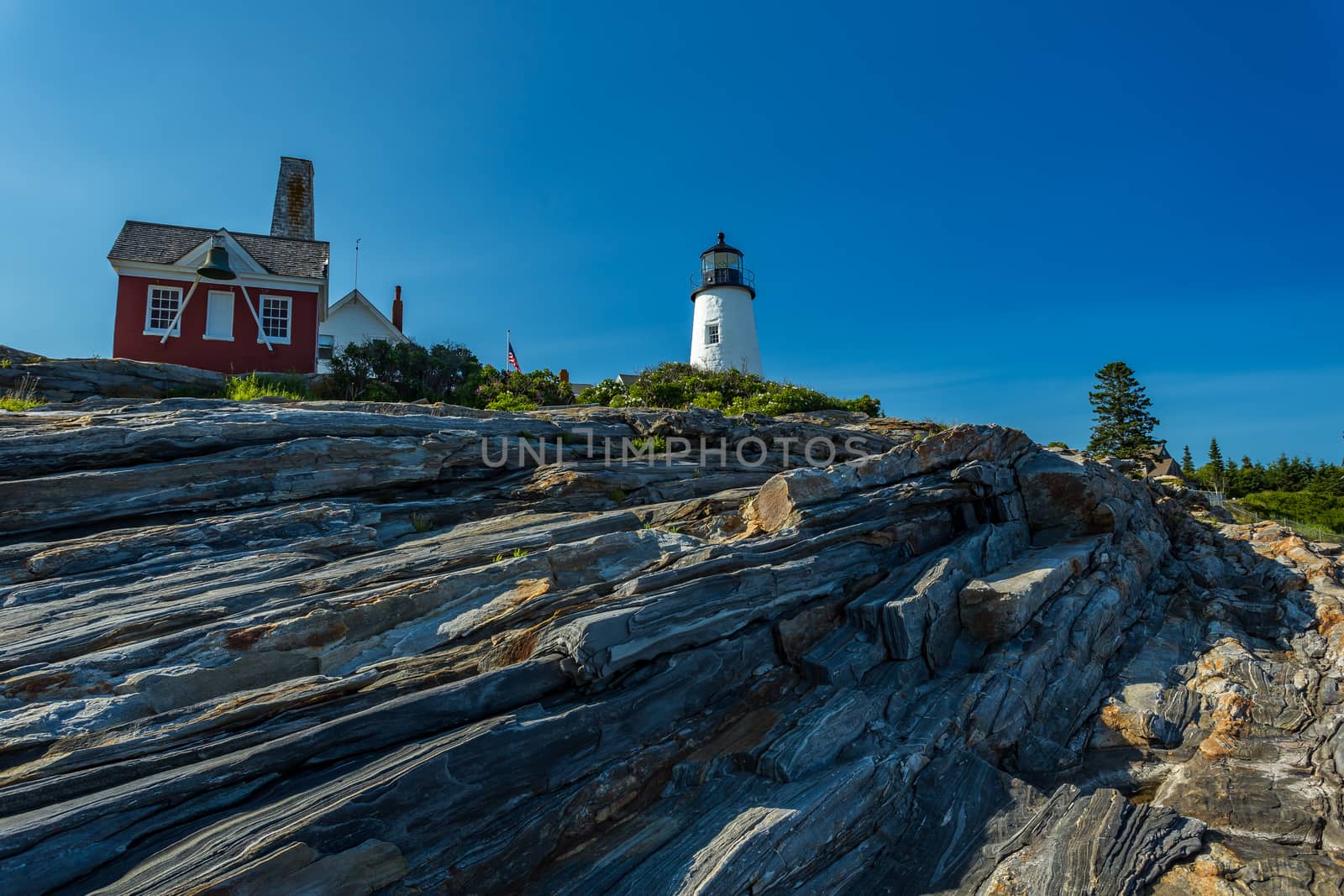 The Pemaquid Point Light is a historic U.S. lighthouse located in Bristol, Lincoln County, Maine, at the tip of the Pemaquid Neck. The lighthouse was commissioned in 1827 by President John Quincy Adams and built that year.