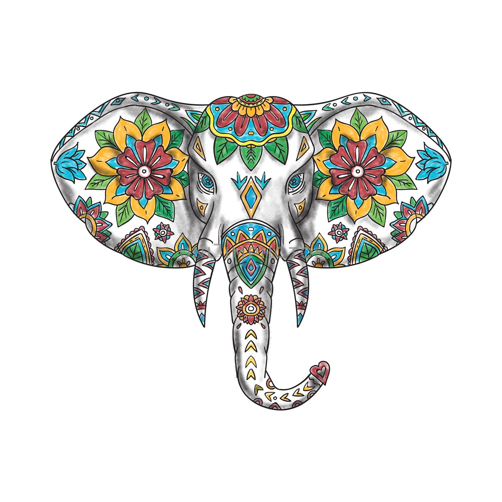 Elephant Head Mandala Tattoo by patrimonio