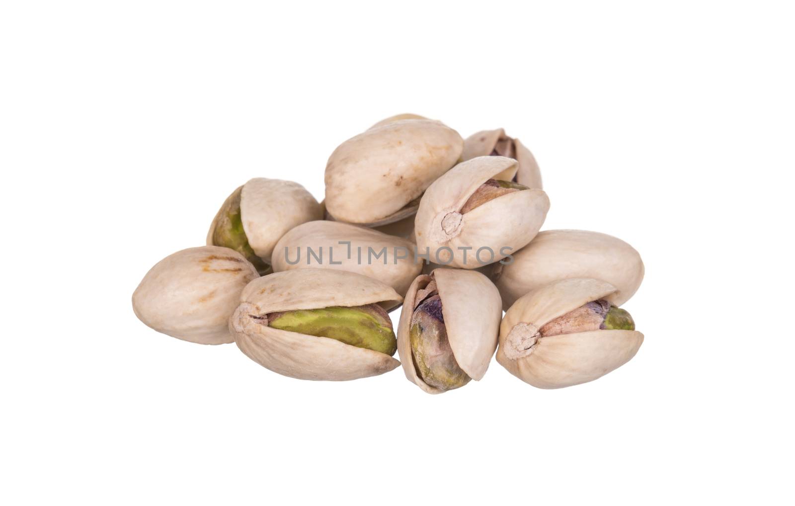 Pistachio nuts isolated on a white background.