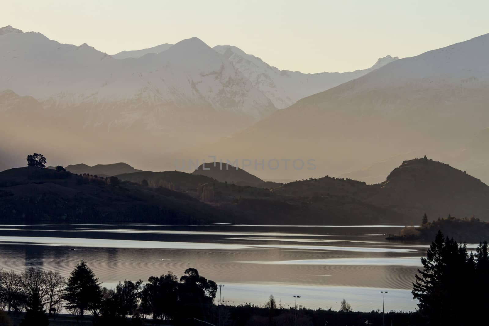 Sunset in the mountains. New Zealand by Chudakov