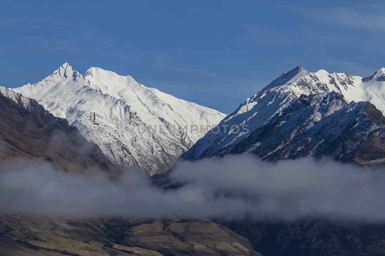 The clouds in the mountains. New Zealand