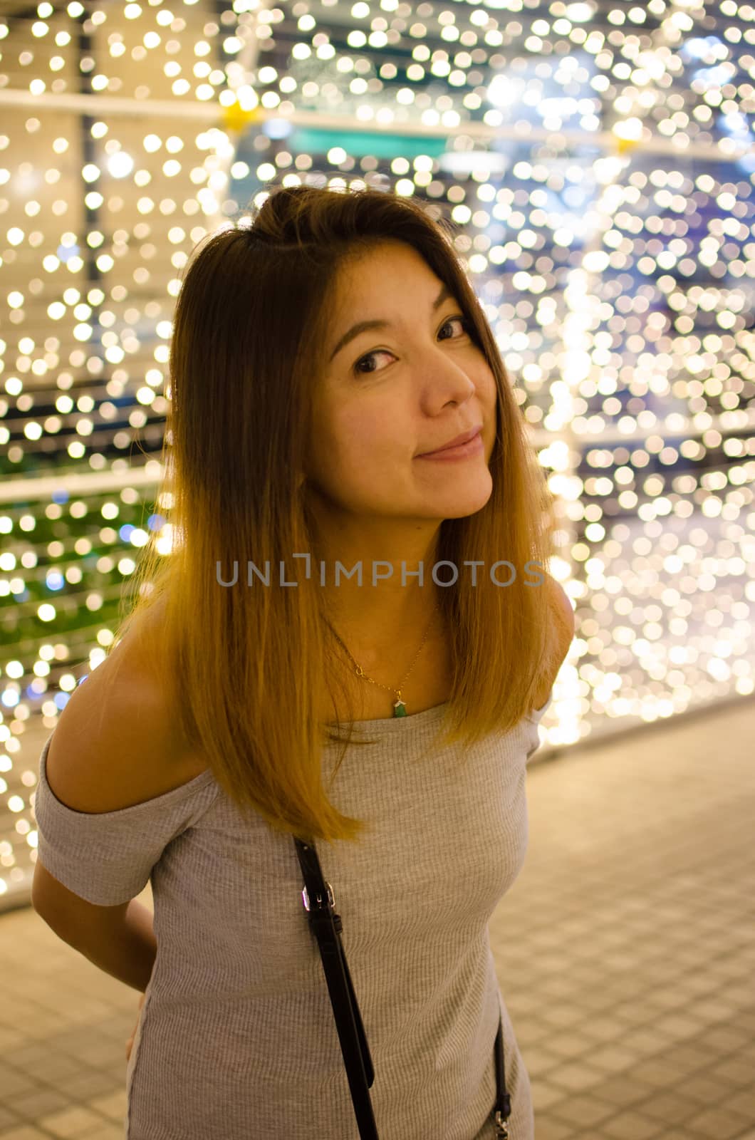Portrait Asian background bokeh lights.
