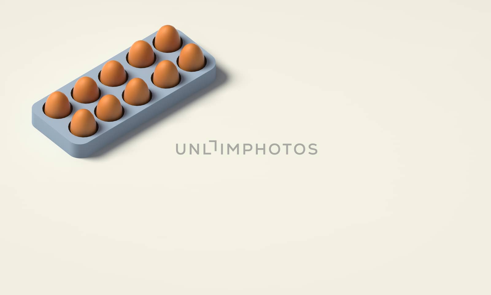 EGGS IN AN EGG BOX ON PLAIN BACKGROUND